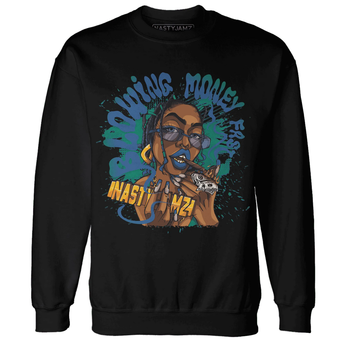 Dunk-Hyper-Royal-Malachite-NastyJamz-Sweatshirt-Match-Blowing-Money-Fast-Girl