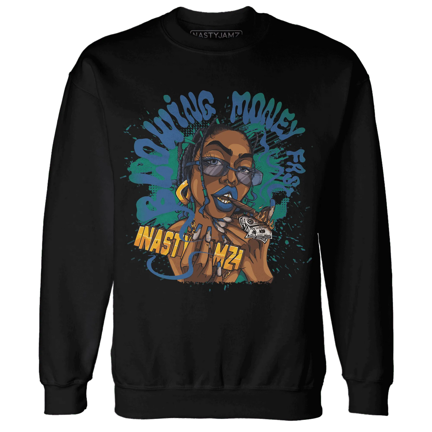 Dunk-Hyper-Royal-Malachite-NastyJamz-Sweatshirt-Match-Blowing-Money-Fast-Girl