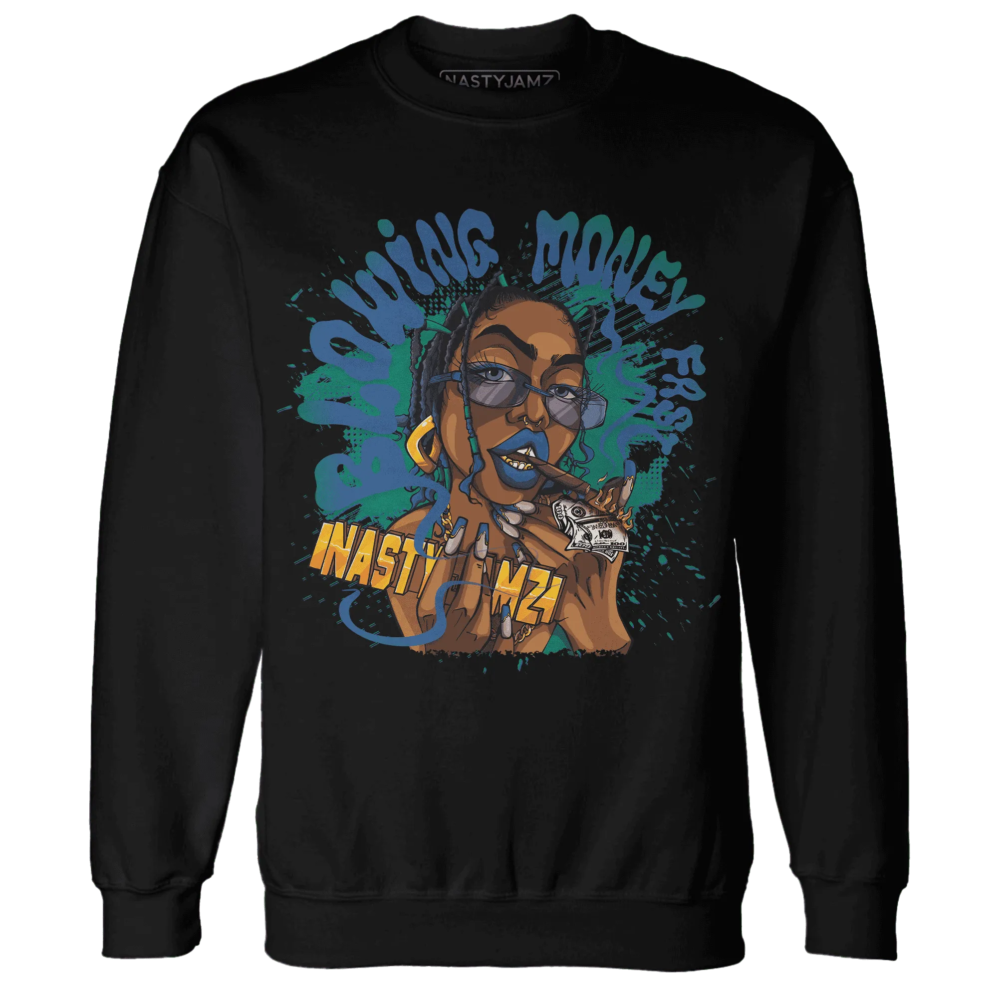 Dunk-Hyper-Royal-Malachite-NastyJamz-Sweatshirt-Match-Blowing-Money-Fast-Girl