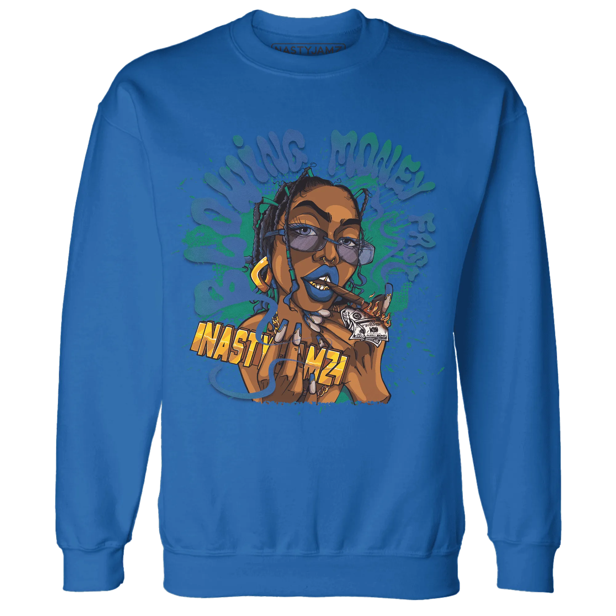 Dunk-Hyper-Royal-Malachite-NastyJamz-Sweatshirt-Match-Blowing-Money-Fast-Girl