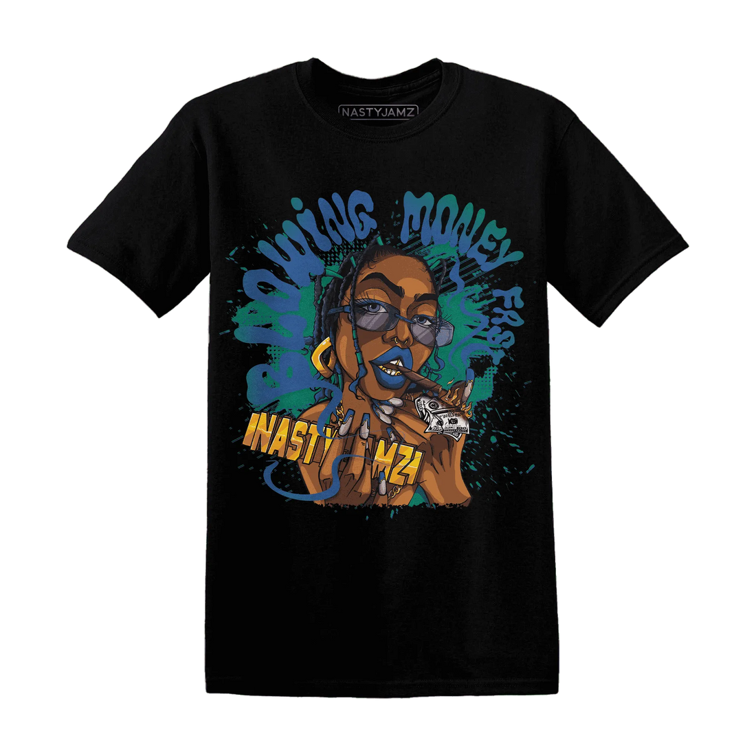 Dunk-Hyper-Royal-Malachite-NastyJamz-T-Shirt-Match-Blowing-Money-Fast-Girl