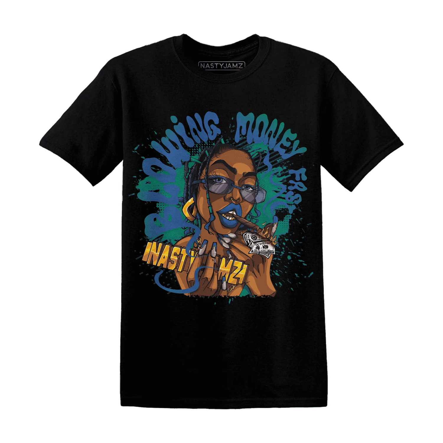 Dunk-Hyper-Royal-Malachite-NastyJamz-T-Shirt-Match-Blowing-Money-Fast-Girl