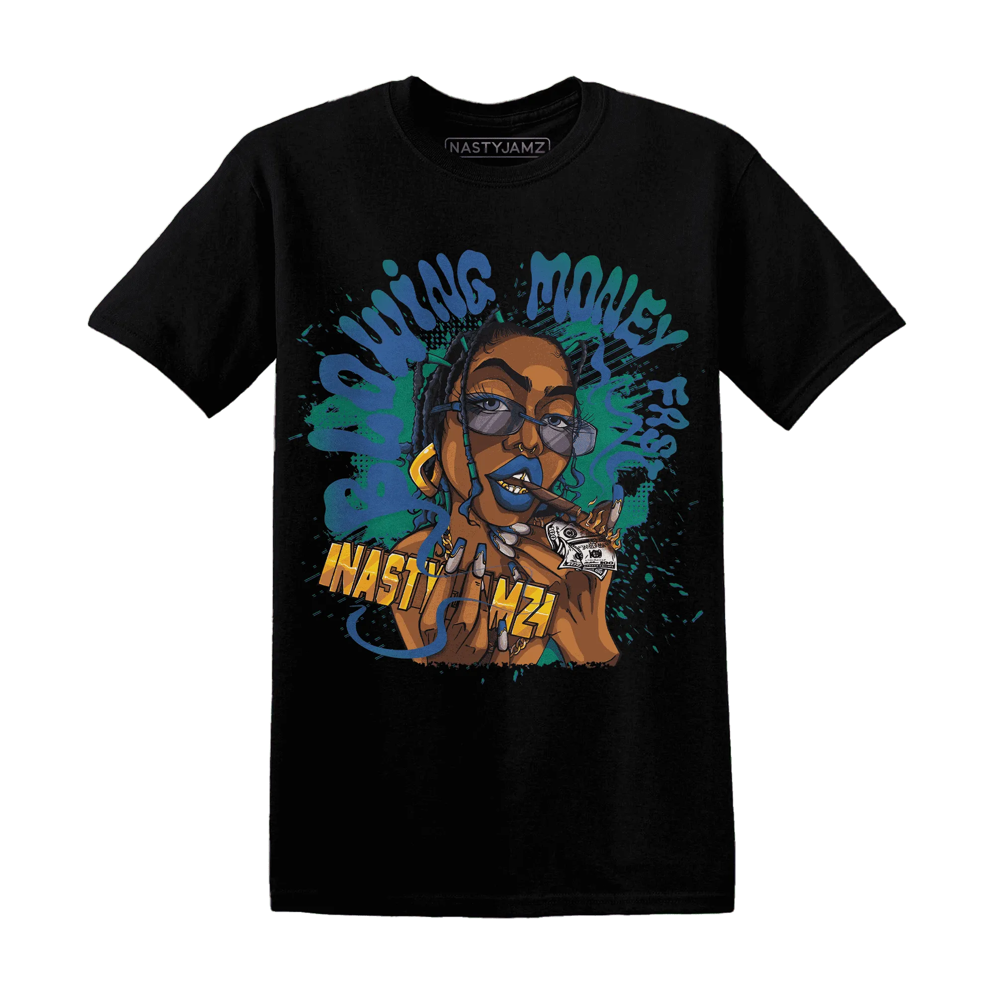 Dunk-Hyper-Royal-Malachite-NastyJamz-T-Shirt-Match-Blowing-Money-Fast-Girl
