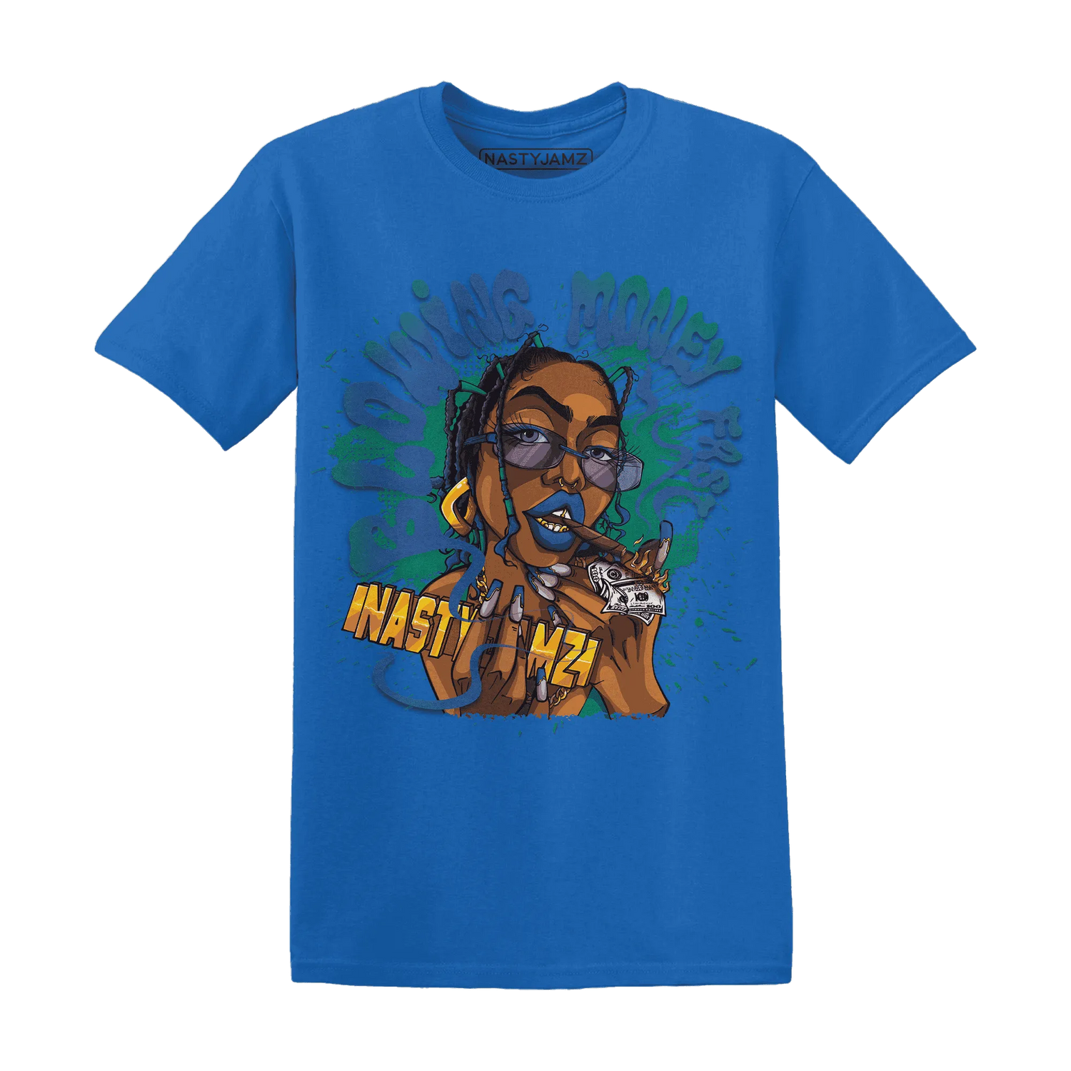 Dunk-Hyper-Royal-Malachite-NastyJamz-T-Shirt-Match-Blowing-Money-Fast-Girl