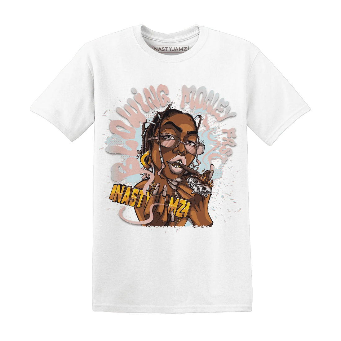 Dunk-Low-Glacier-Blue-Arctic-Orange-NastyJamz-T-Shirt-Match-Blowing-Money-Fast-Girl