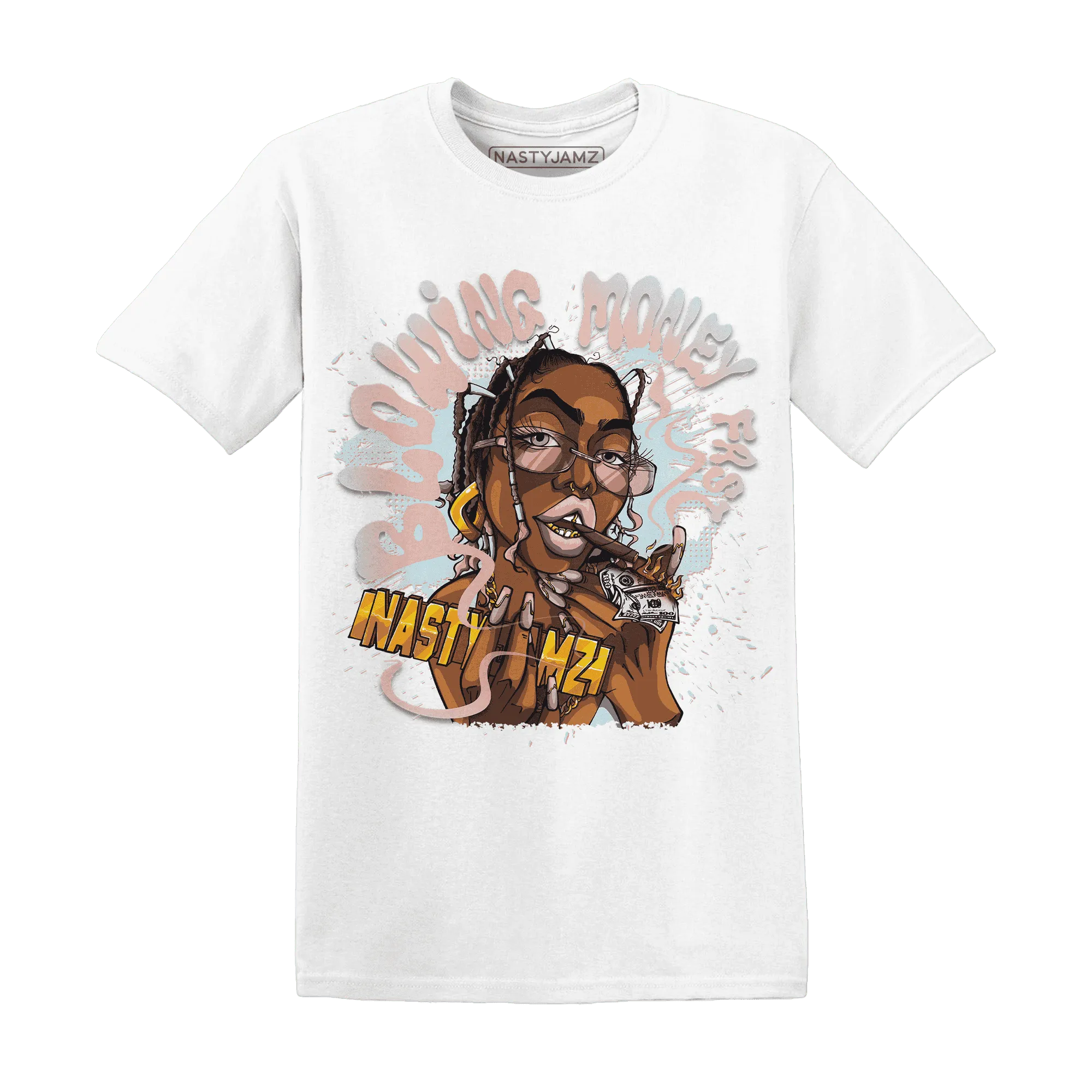 Dunk-Low-Glacier-Blue-Arctic-Orange-NastyJamz-T-Shirt-Match-Blowing-Money-Fast-Girl