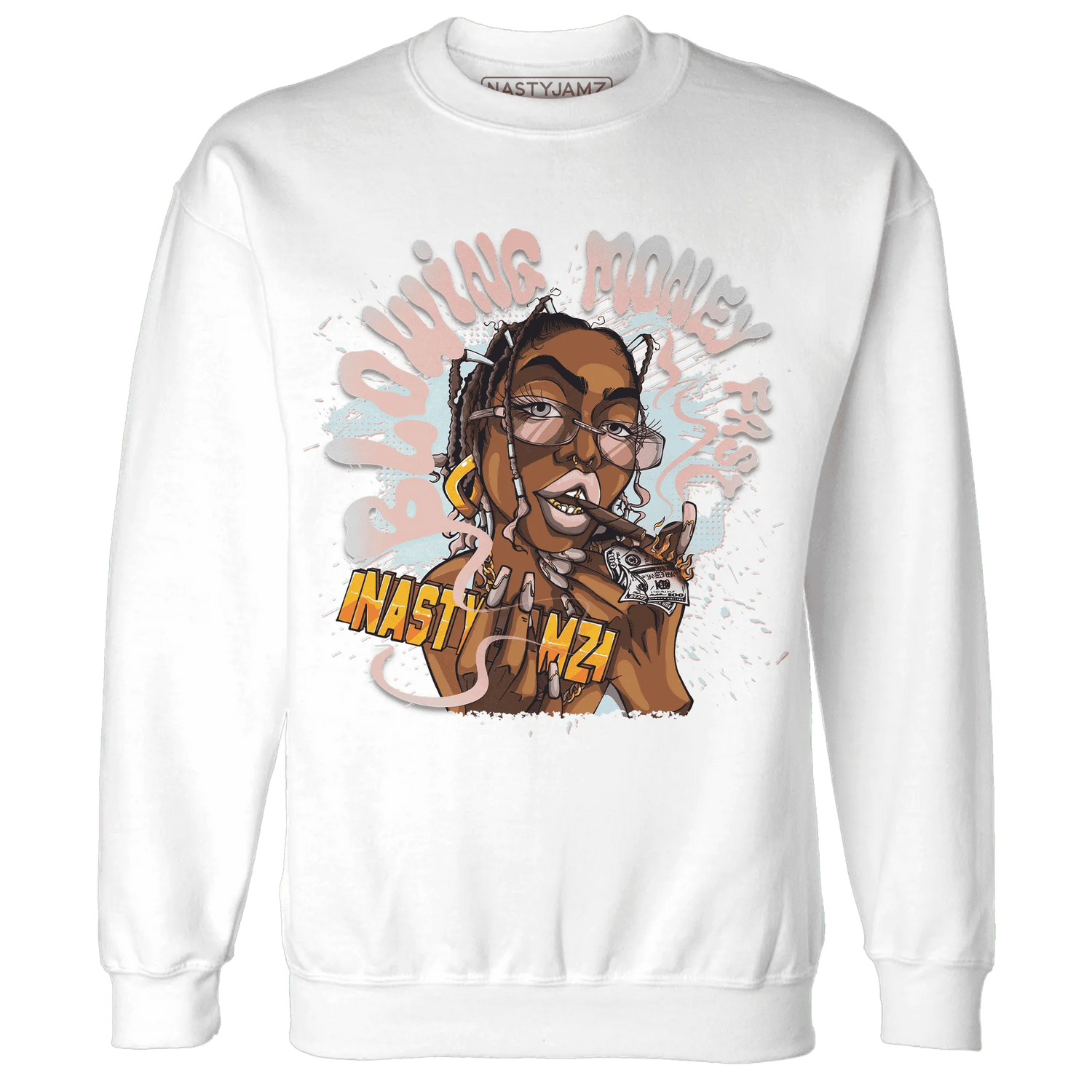 Dunk-Low-Glacier-Blue-Arctic-Orange-NastyJamz-Sweatshirt-Match-Blowing-Money-Fast-Girl