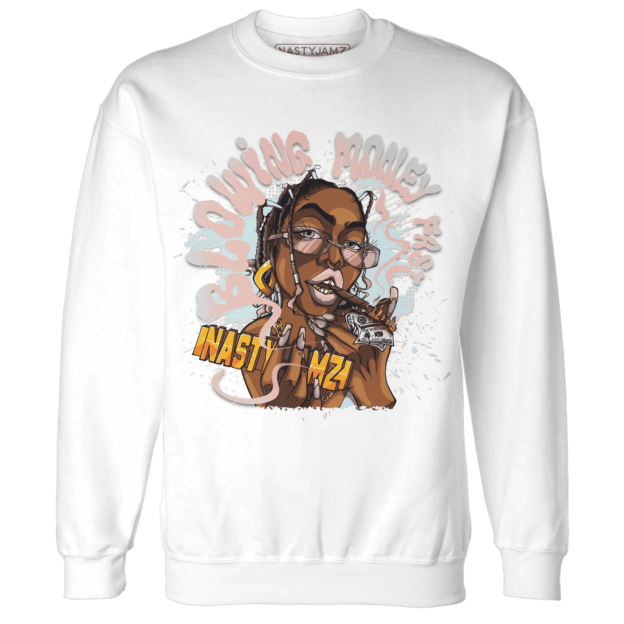Dunk-Low-Glacier-Blue-Arctic-Orange-NastyJamz-Sweatshirt-Match-Blowing-Money-Fast-Girl