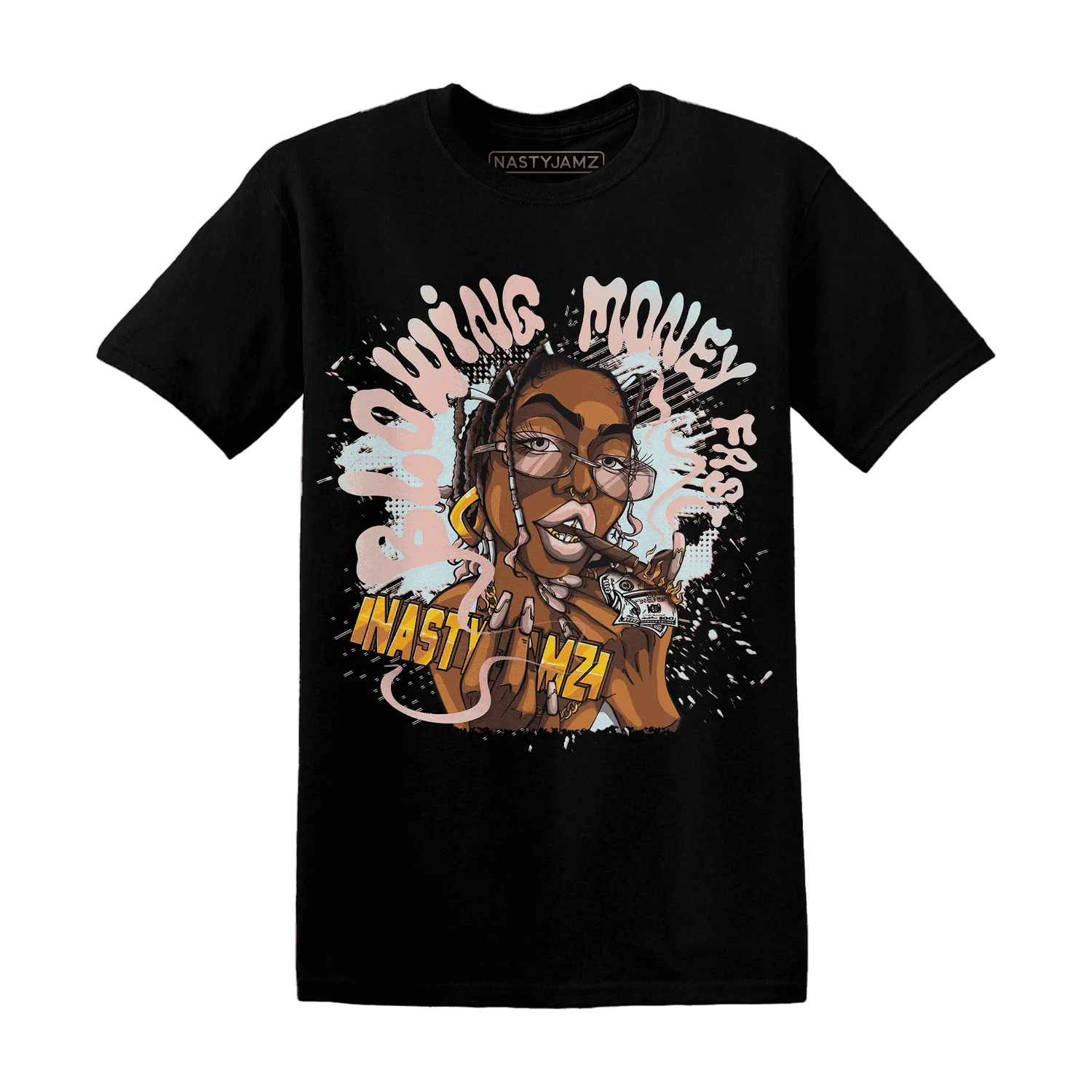 Dunk-Low-Glacier-Blue-Arctic-Orange-NastyJamz-T-Shirt-Match-Blowing-Money-Fast-Girl