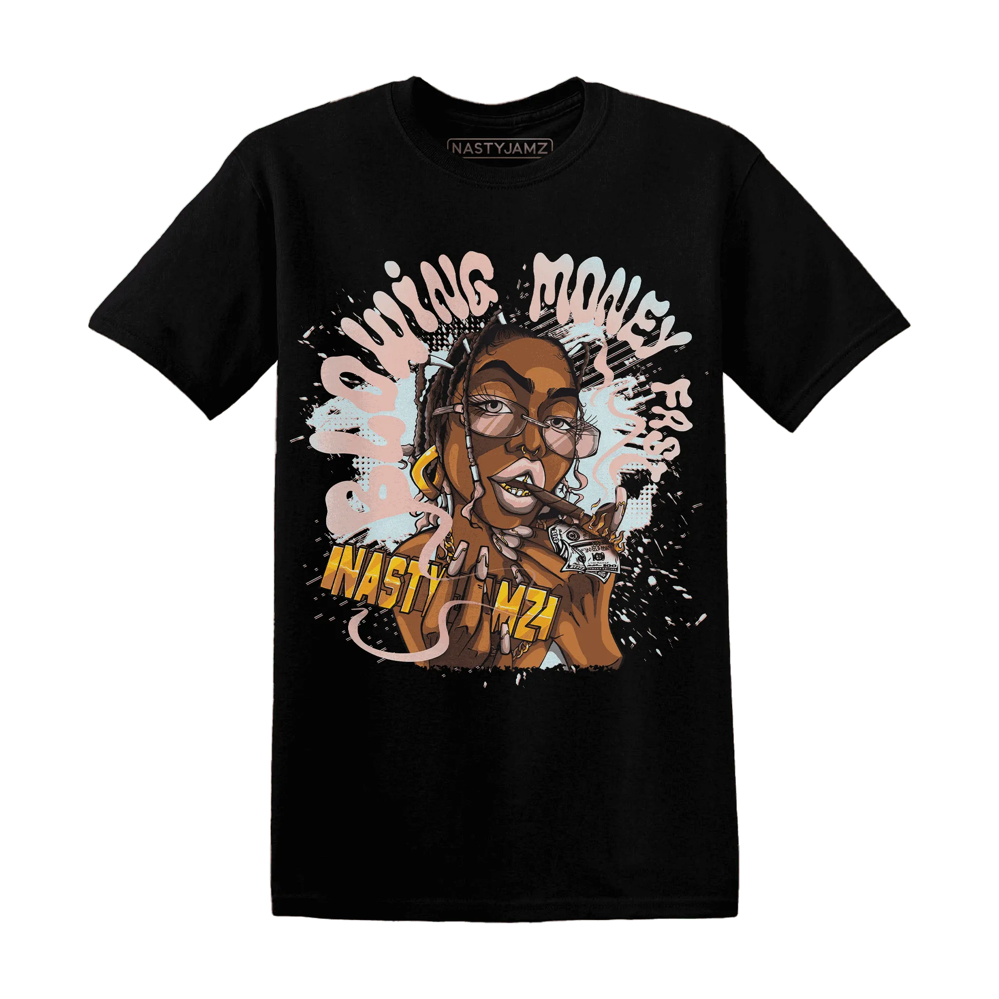 Dunk-Low-Glacier-Blue-Arctic-Orange-NastyJamz-T-Shirt-Match-Blowing-Money-Fast-Girl