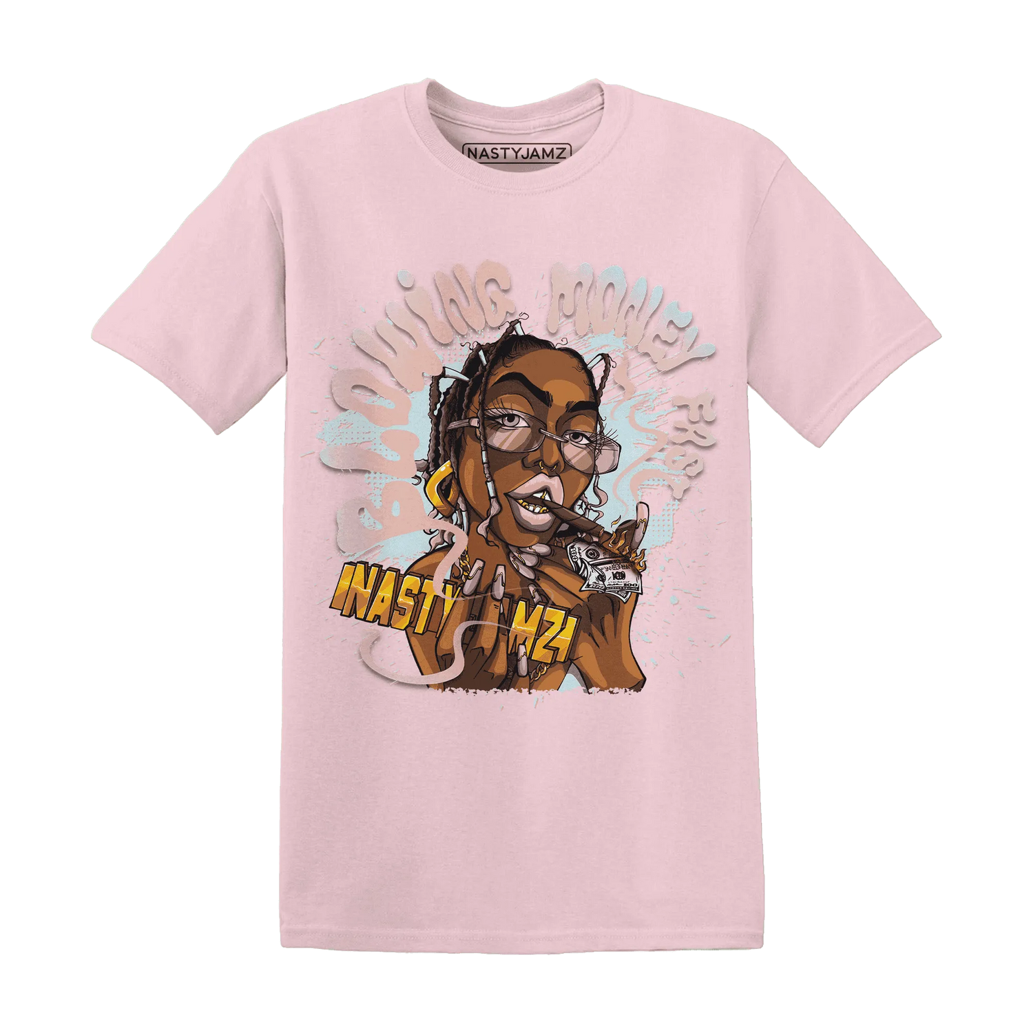 Dunk-Low-Glacier-Blue-Arctic-Orange-NastyJamz-T-Shirt-Match-Blowing-Money-Fast-Girl