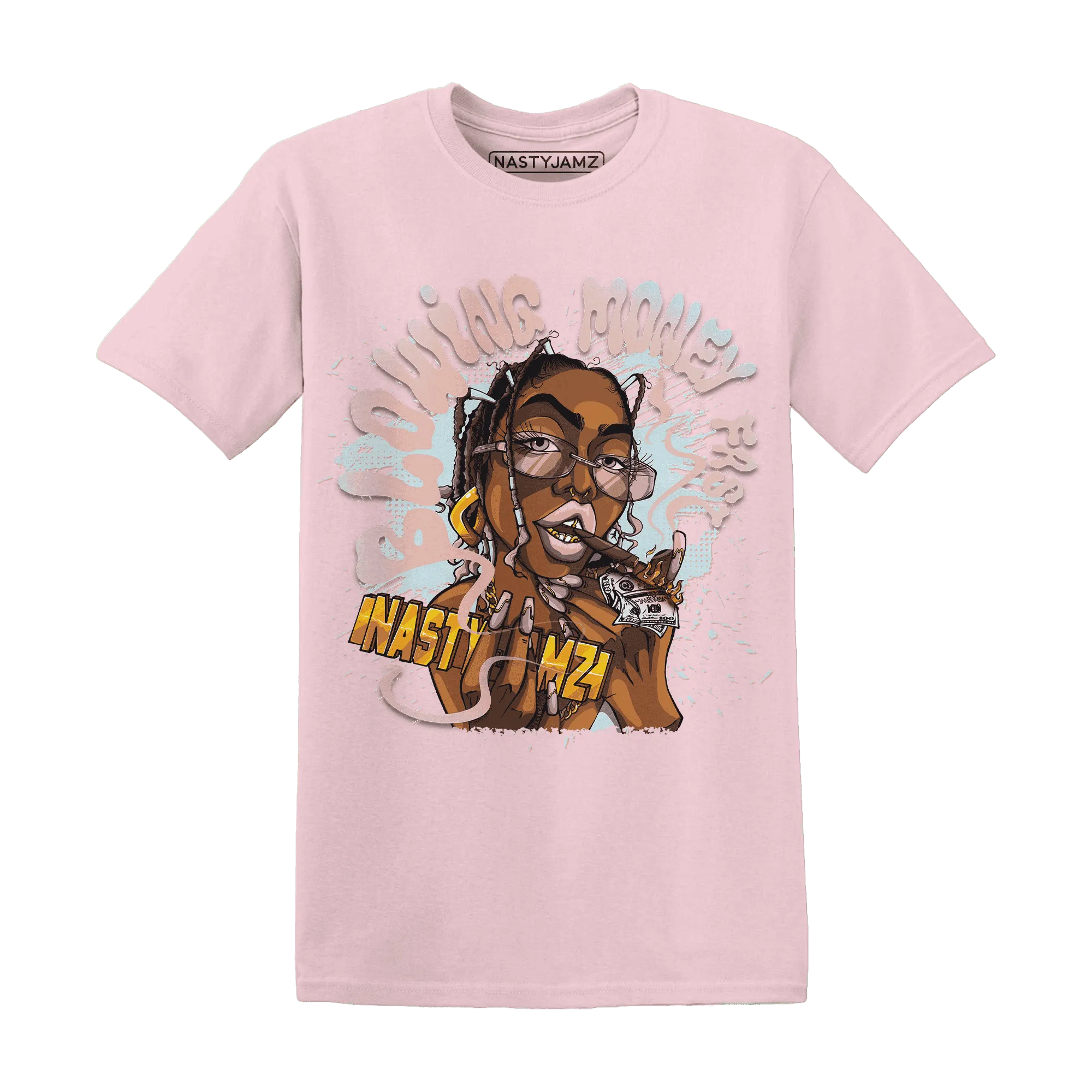 Dunk-Low-Glacier-Blue-Arctic-Orange-NastyJamz-T-Shirt-Match-Blowing-Money-Fast-Girl