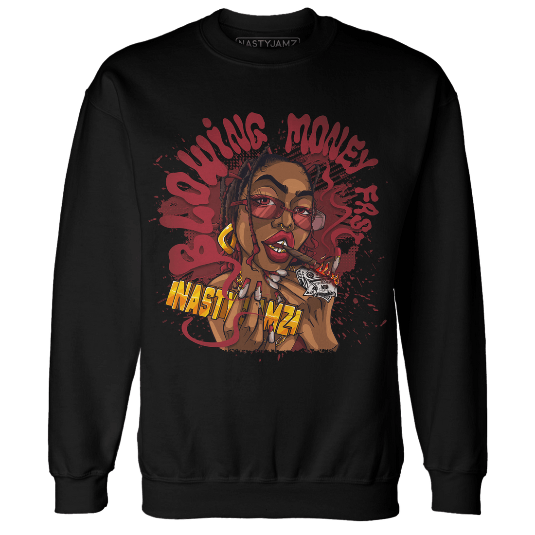 Cherry 12s Sweatshirt Match Blowing Money Fast Girl - NastyJamz