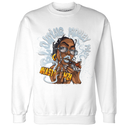 Blue Grey 13s Sweatshirt Match Blowing Money Fast Girl - NastyJamz