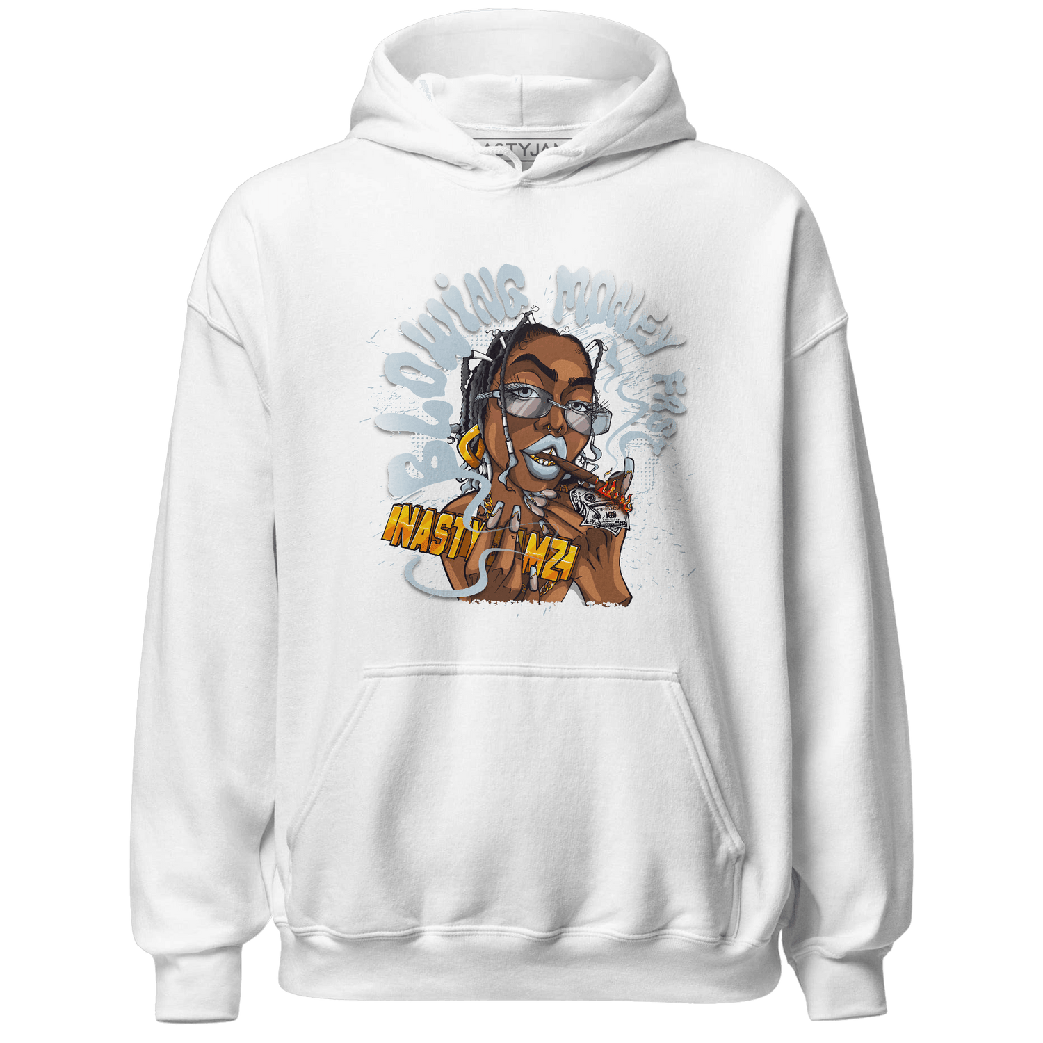 Blue Grey 13s Hoodie Match Blowing Money Fast Girl - NastyJamz
