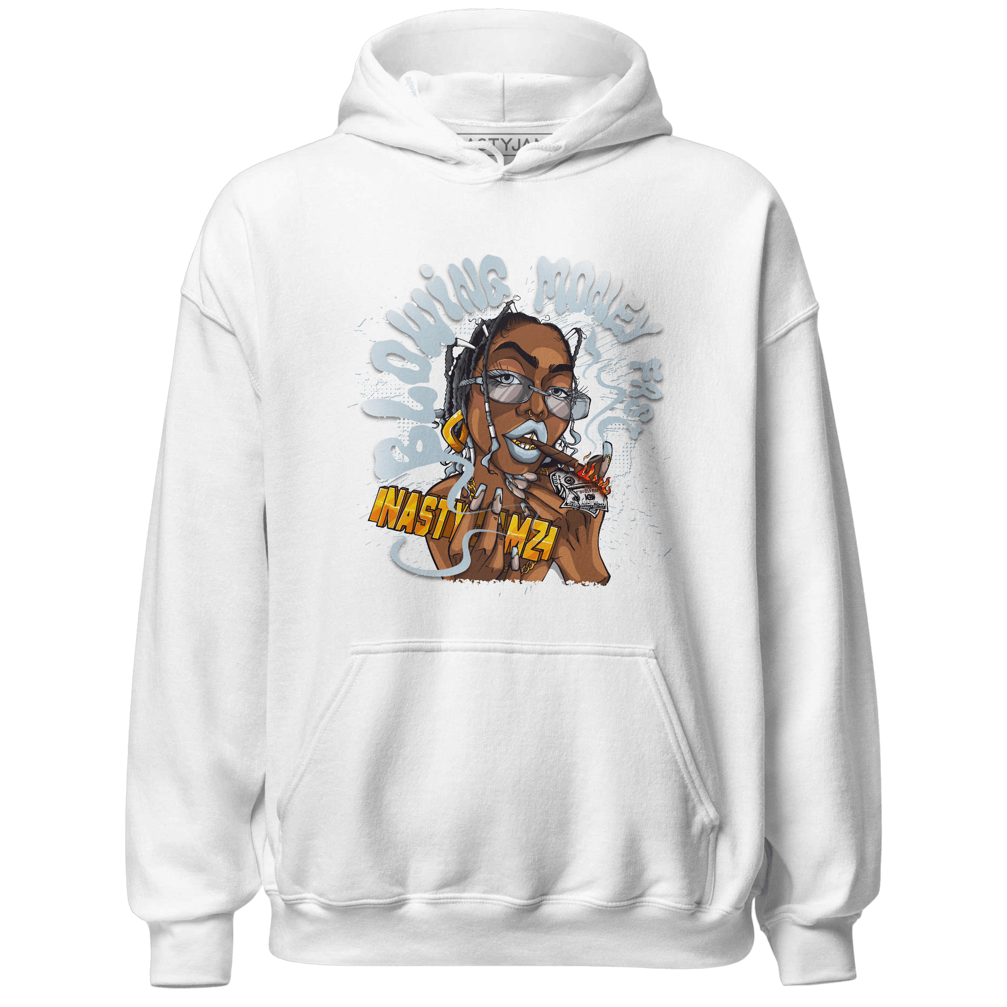 Blue Grey 13s Hoodie Match Blowing Money Fast Girl - NastyJamz