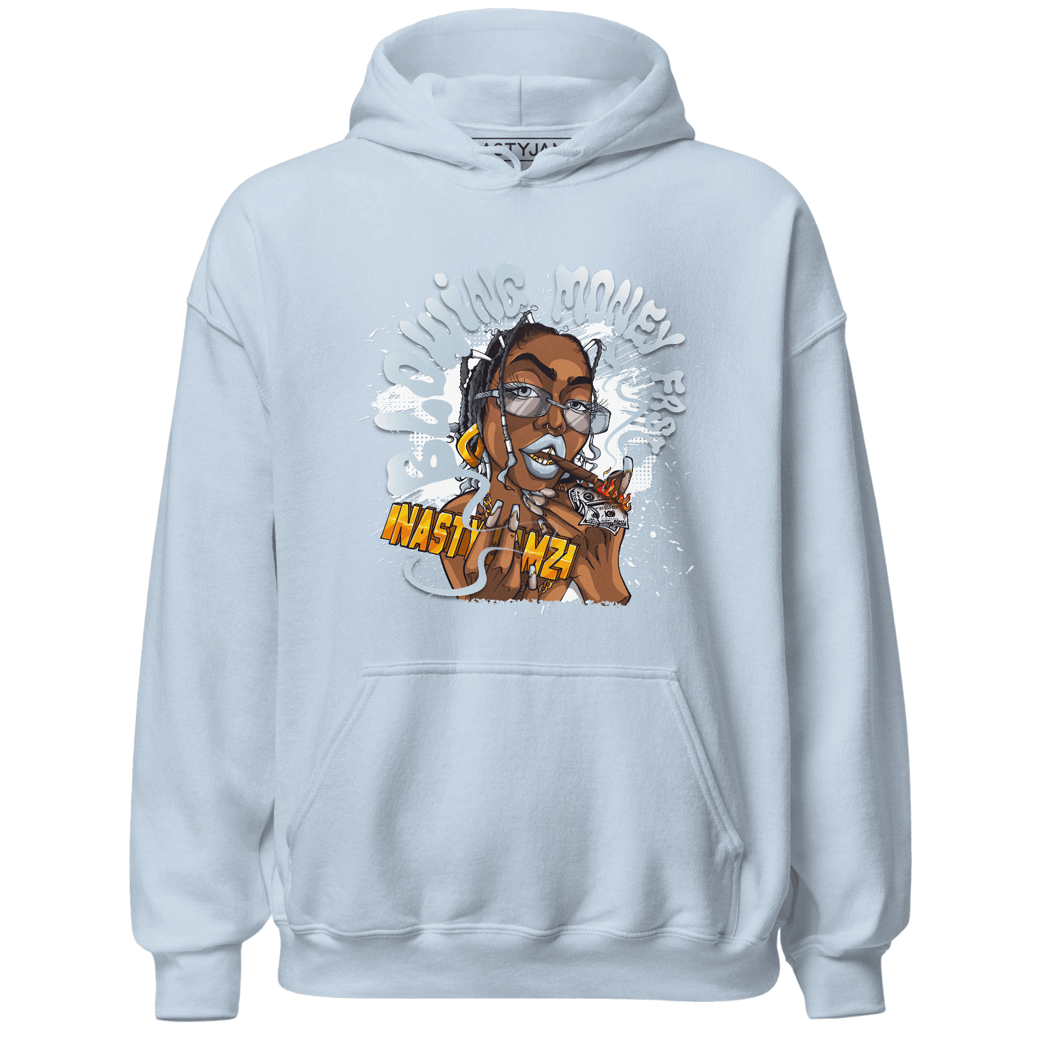 Blue Grey 13s Hoodie Match Blowing Money Fast Girl - NastyJamz