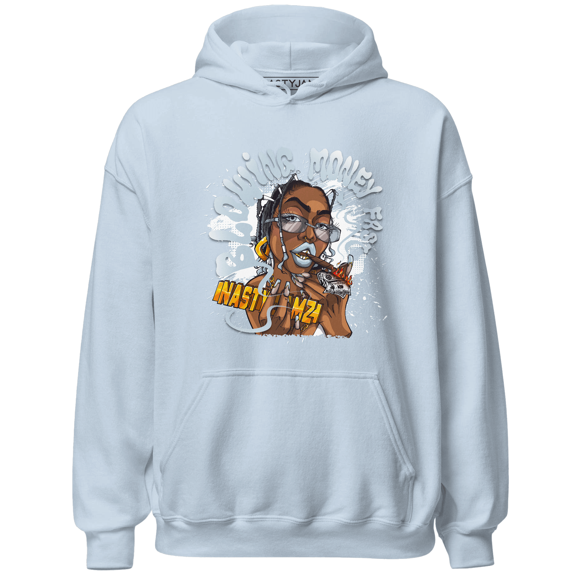 Blue Grey 13s Hoodie Match Blowing Money Fast Girl - NastyJamz