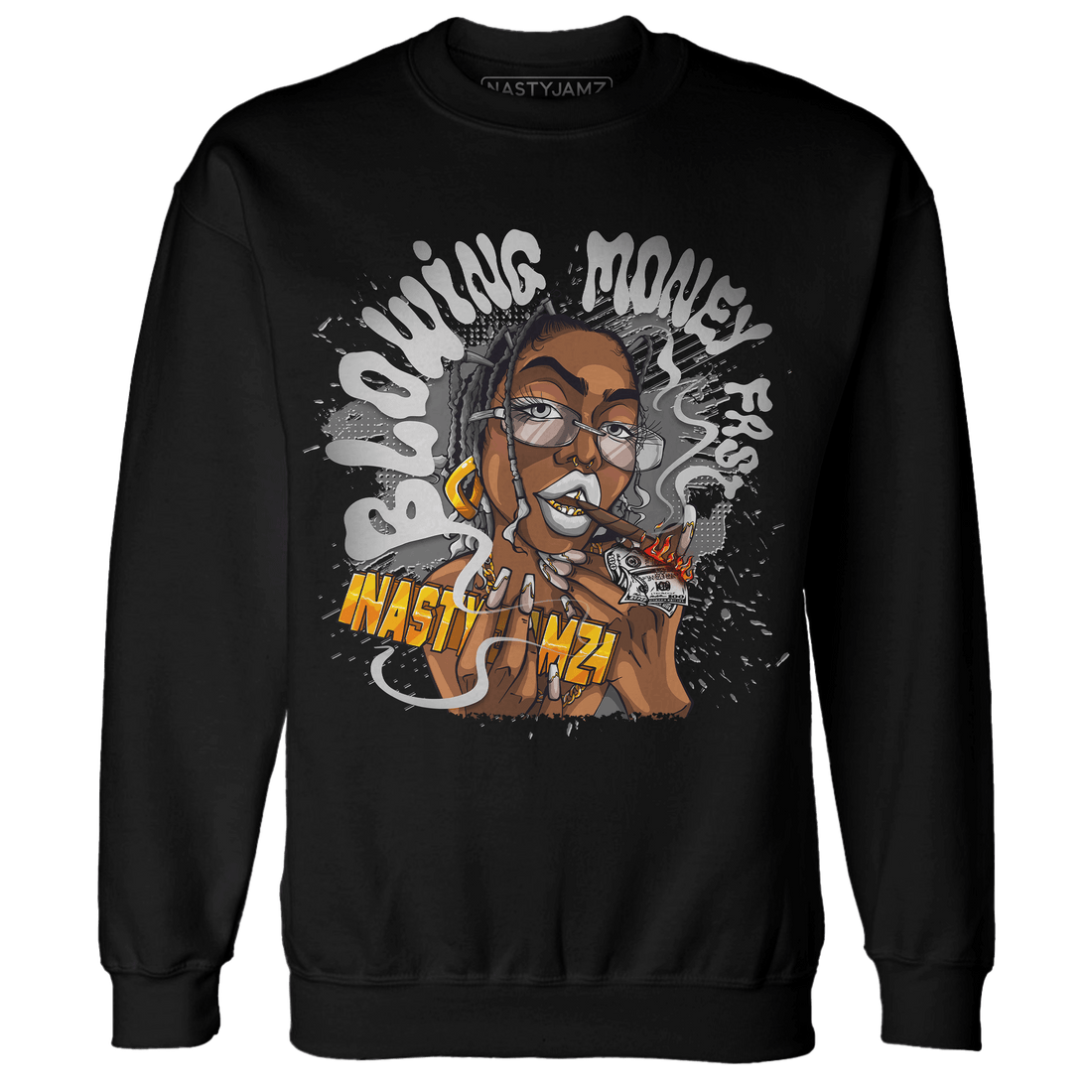 Retro High OG Black White 1s Sweatshirt Match Blowing Money Fast Girl - NastyJamz
