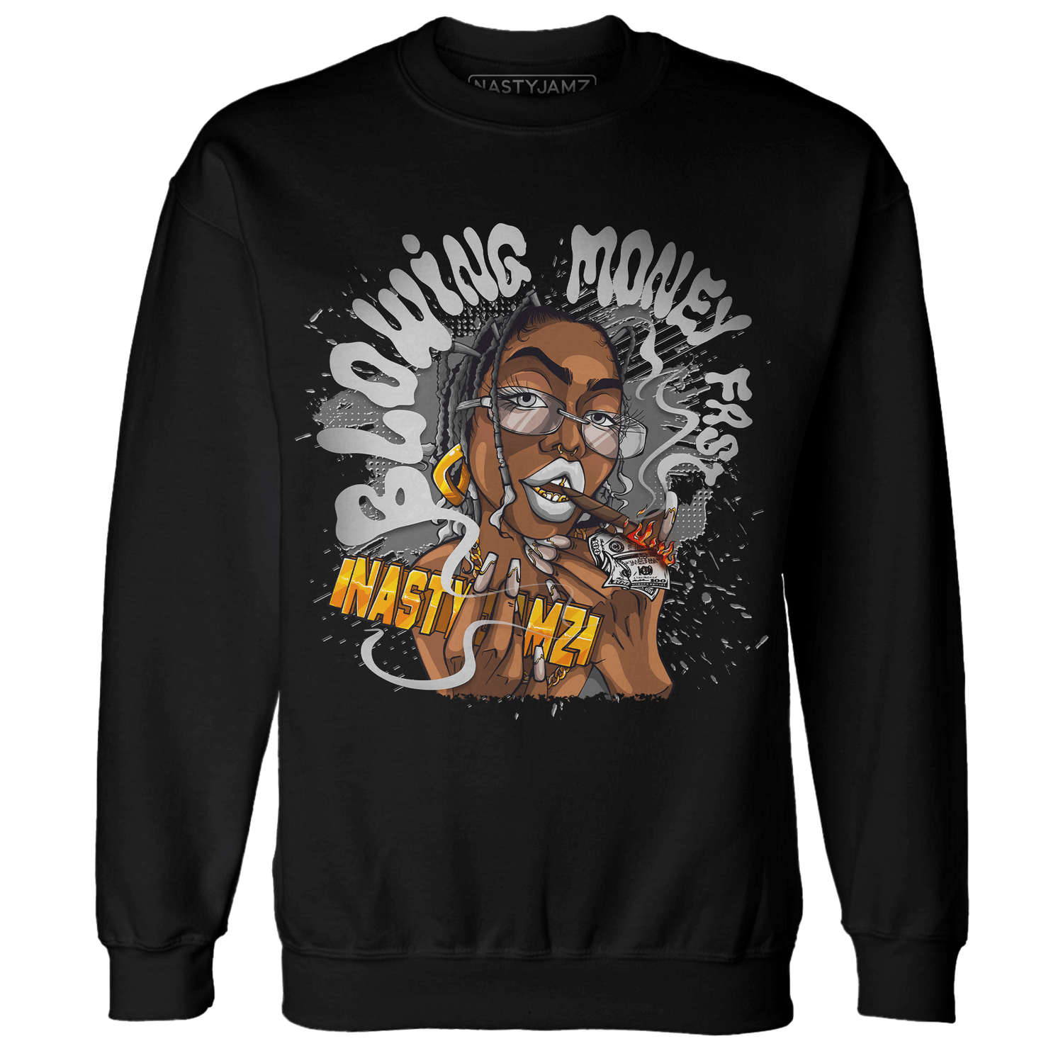 Retro High OG Black White 1s Sweatshirt Match Blowing Money Fast Girl - NastyJamz
