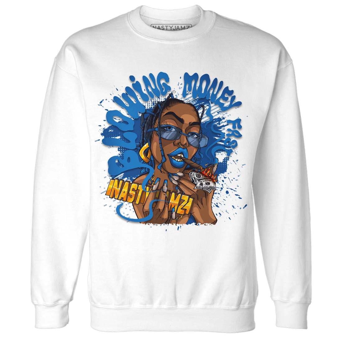 Royal Reimagined 1s Sweatshirt Match Blowing Money Fast Girl - NastyJamz