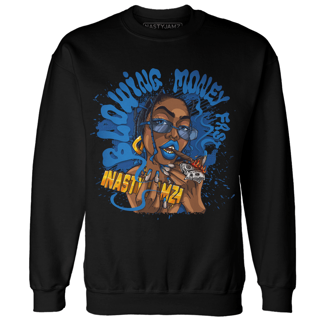 Royal Reimagined 1s Sweatshirt Match Blowing Money Fast Girl - NastyJamz