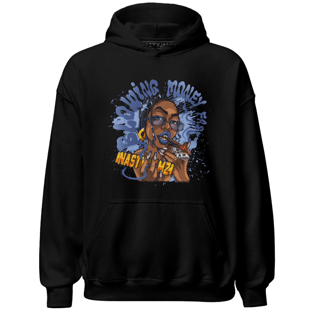 Midnight Navy 5s Hoodie Match Blowing Money Fast Girl - NastyJamz
