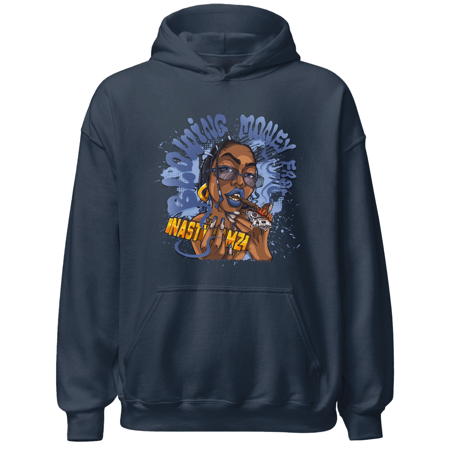 Midnight Navy 5s Hoodie Match Blowing Money Fast Girl - NastyJamz
