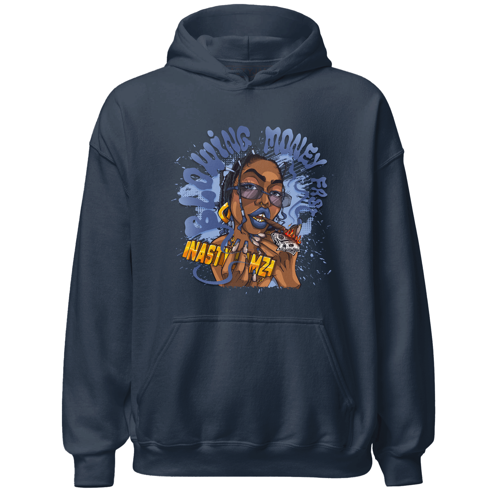 Midnight Navy 5s Hoodie Match Blowing Money Fast Girl - NastyJamz