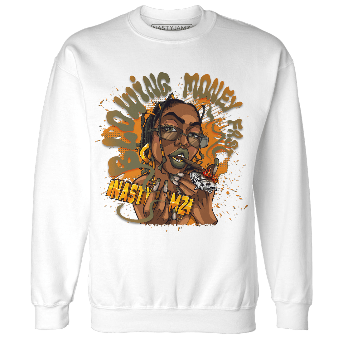 Olive 5s Sweatshirt Match Blowing Money Fast Girl - NastyJamz