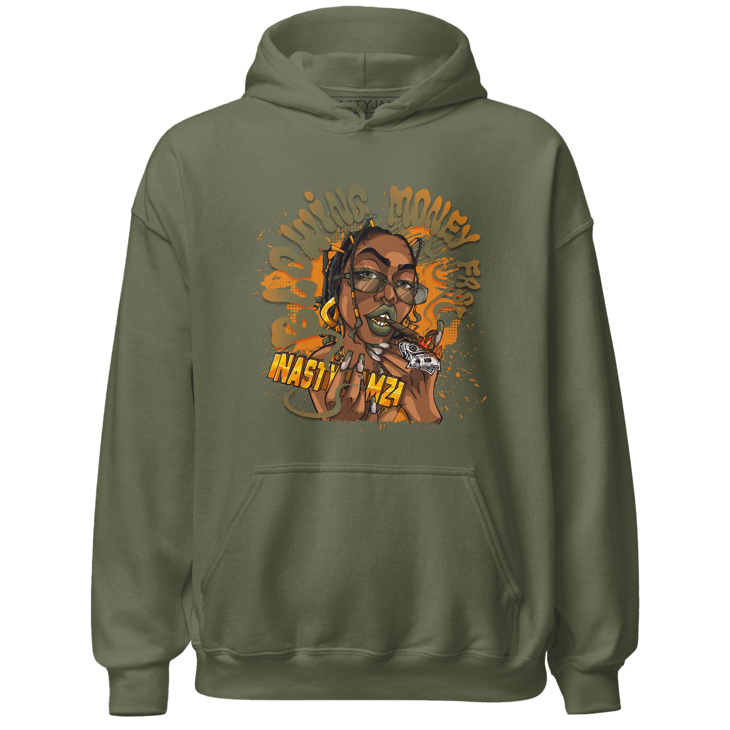 Olive 5s Hoodie Match Blowing Money Fast Girl - NastyJamz