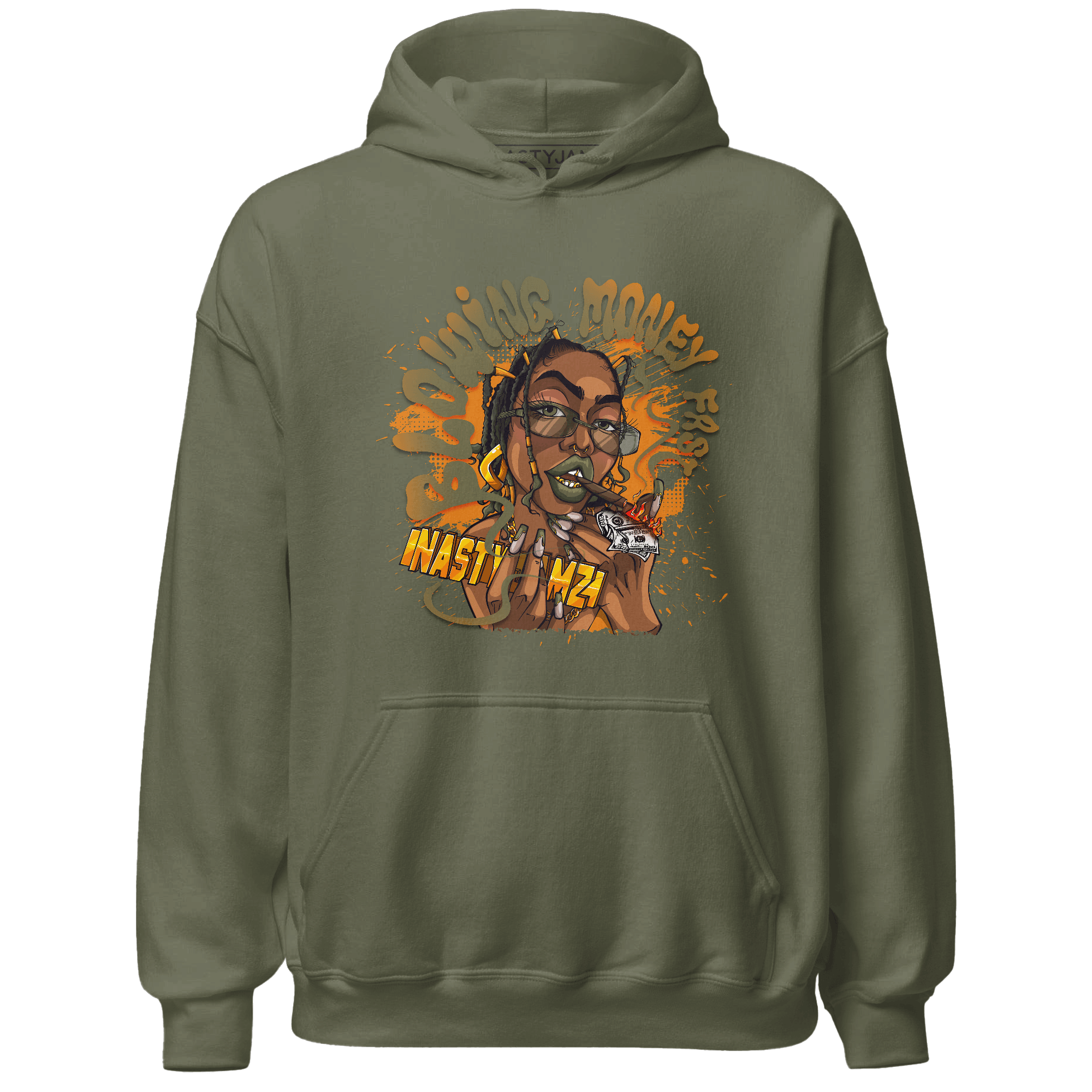 Olive 5s Hoodie Match Blowing Money Fast Girl - NastyJamz