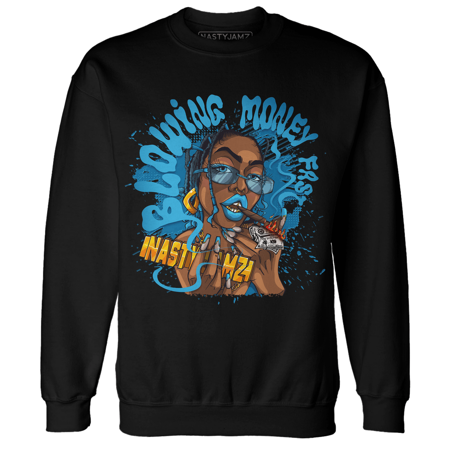 Powder Blue 9s Sweatshirt Match Blowing Money Fast Girl - NastyJamz