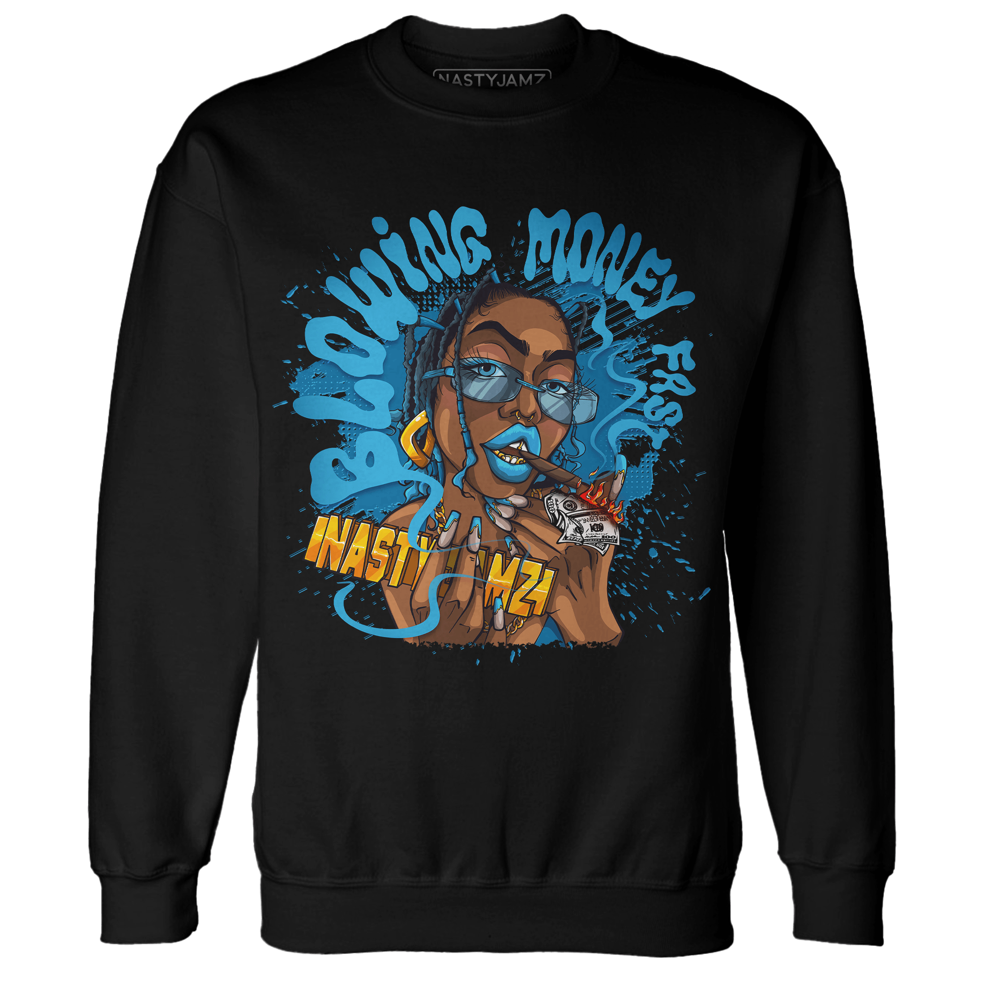 Powder Blue 9s Sweatshirt Match Blowing Money Fast Girl - NastyJamz