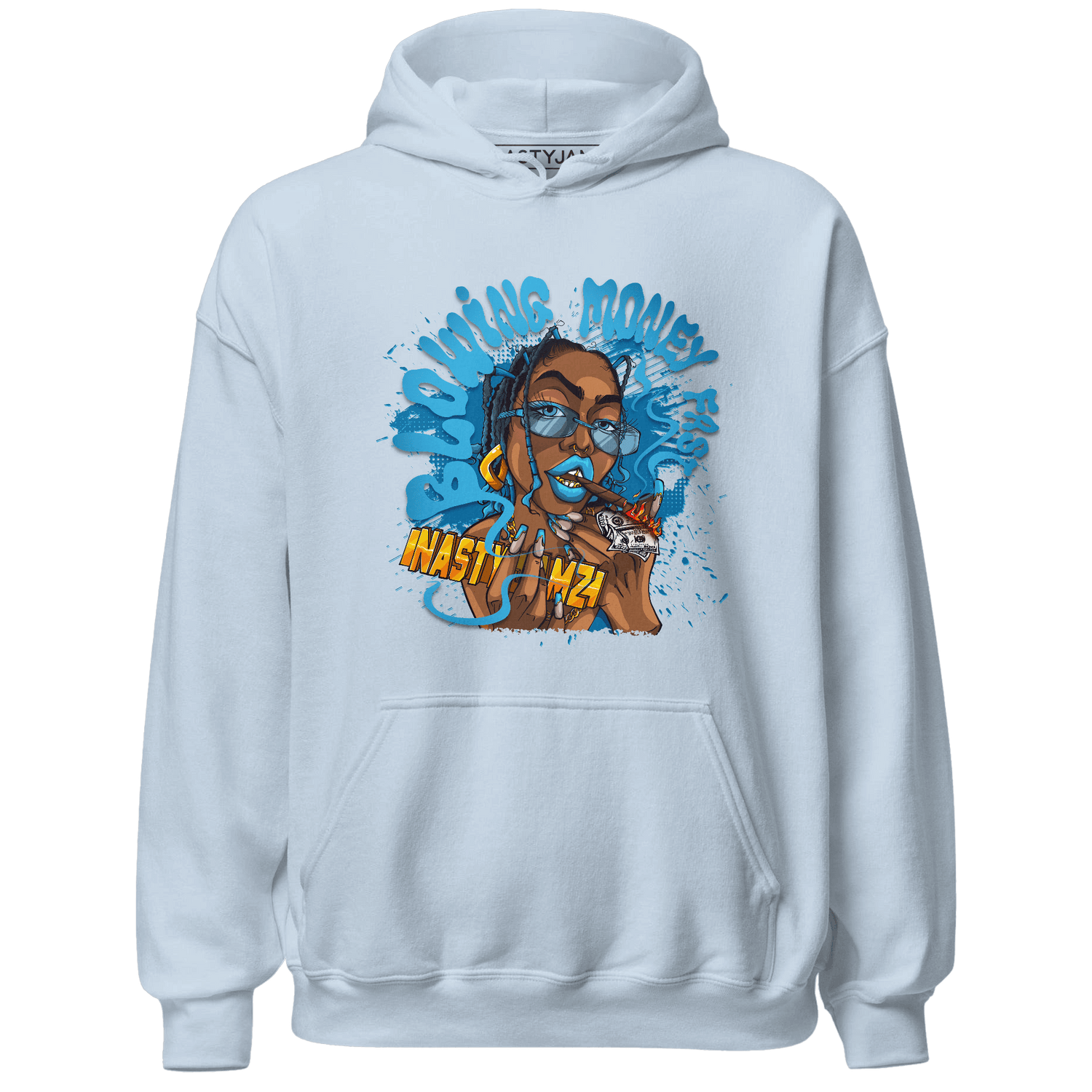 Powder Blue 9s Hoodie Match Blowing Money Fast Girl - NastyJamz