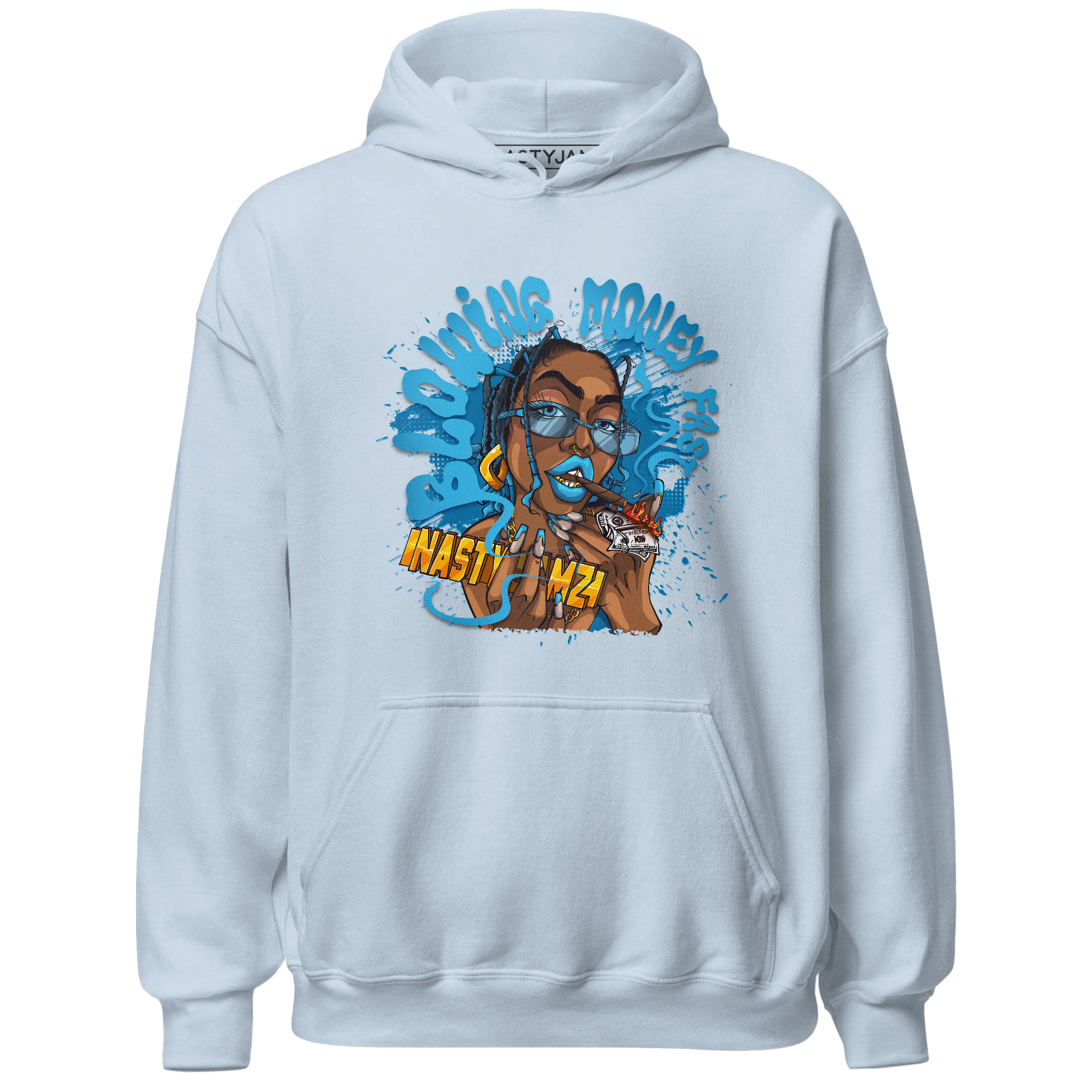 Powder Blue 9s Hoodie Match Blowing Money Fast Girl - NastyJamz