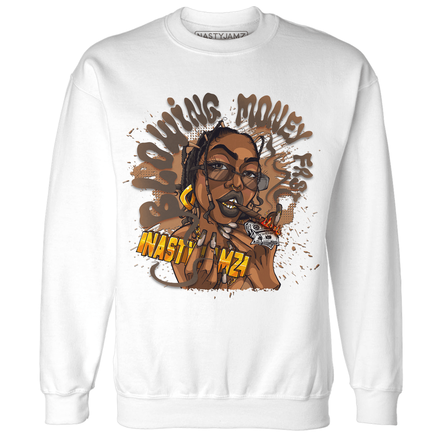 Jumpmann Jack Sweatshirt Match Blowing Money Fast Girl - NastyJamz