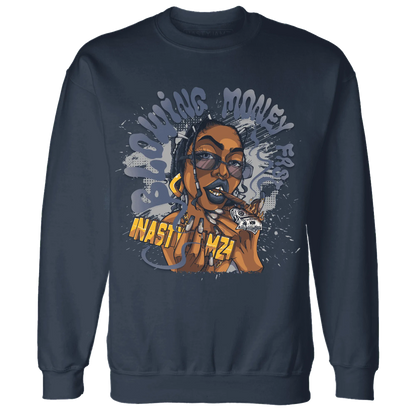 VaporMax-Plus-Midnight-Navy-White-Metallic-Silver-NastyJamz-Sweatshirt-Match-Blowing-Money-Fast-Girl