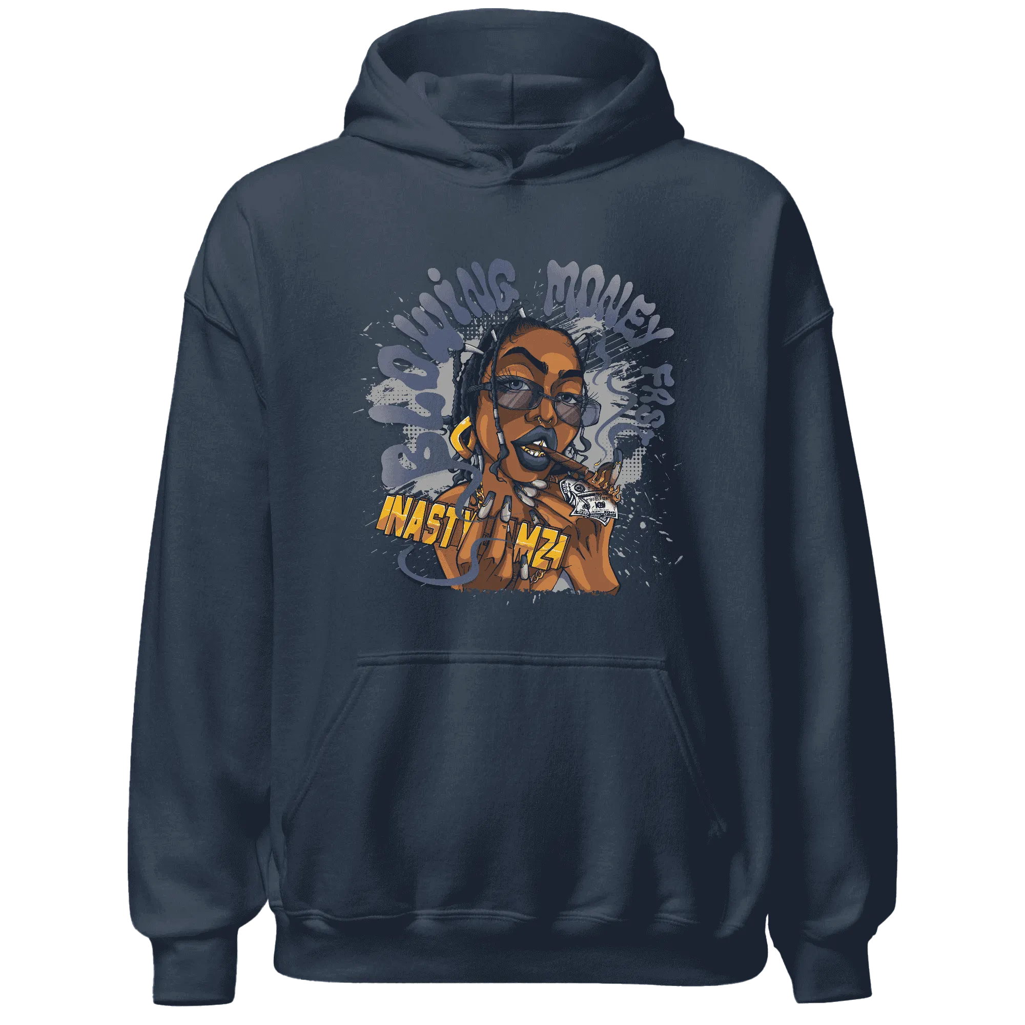VaporMax-Plus-Midnight-Navy-White-Metallic-Silver-NastyJamz-Hoodie-Match-Blowing-Money-Fast-Girl