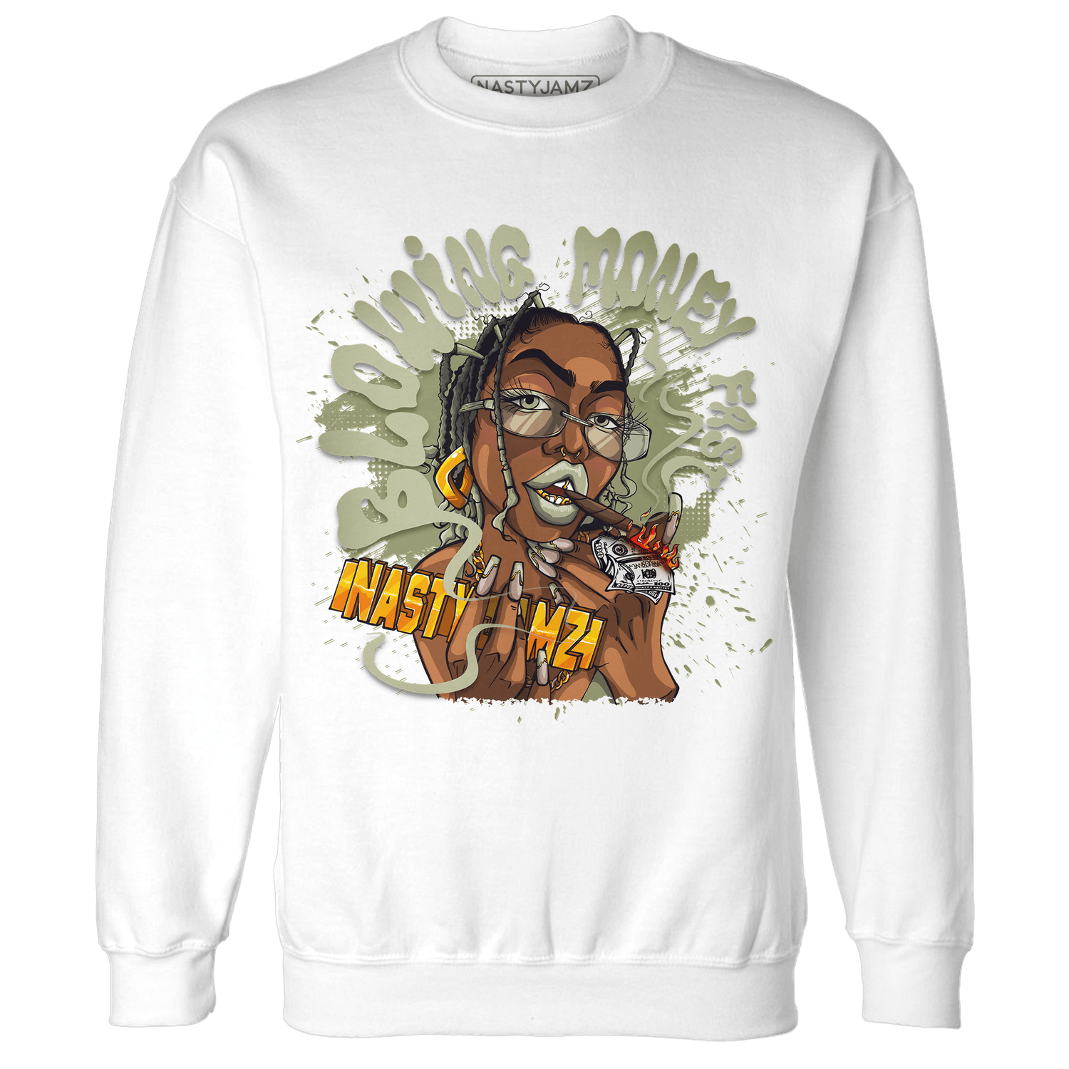 Yeezy Slide Resin Sweatshirt Match Blowing Money Fast Girl - NastyJamz