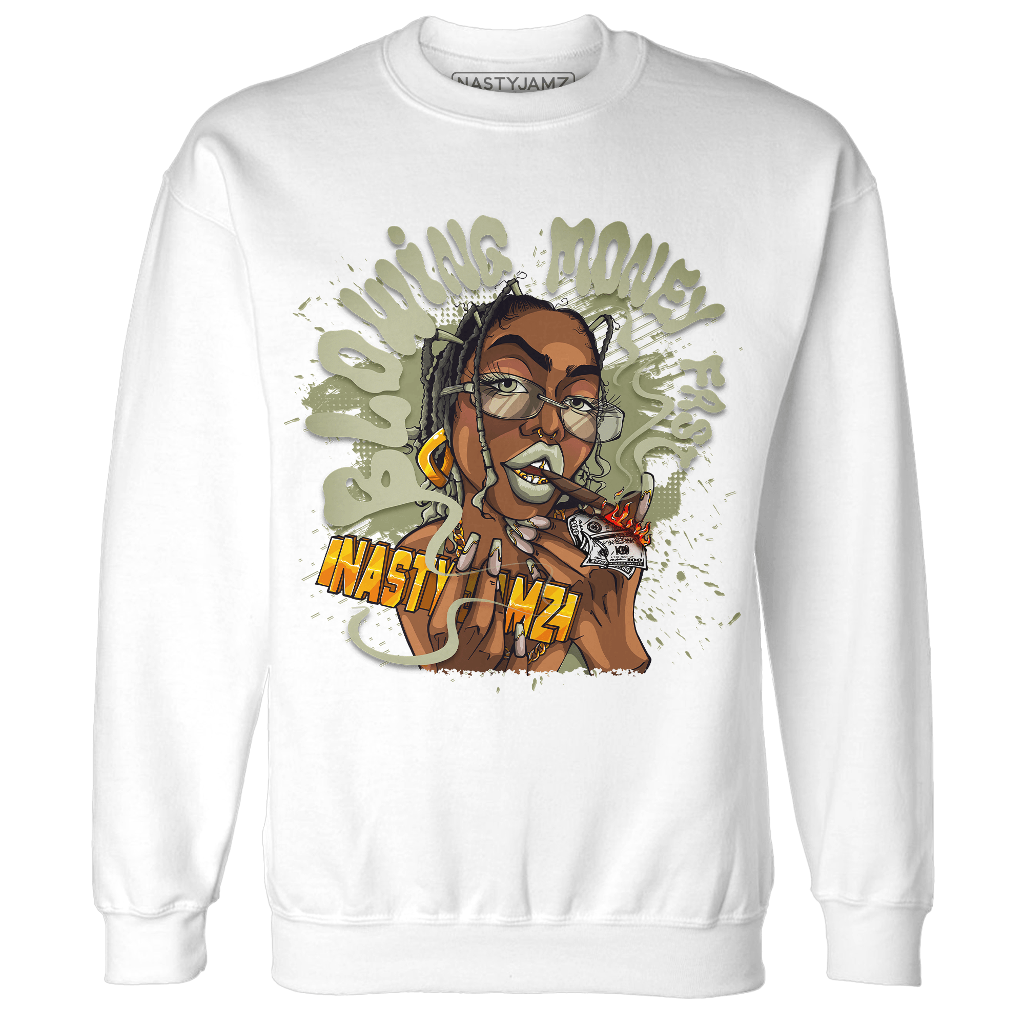 Yeezy Slide Resin Sweatshirt Match Blowing Money Fast Girl - NastyJamz