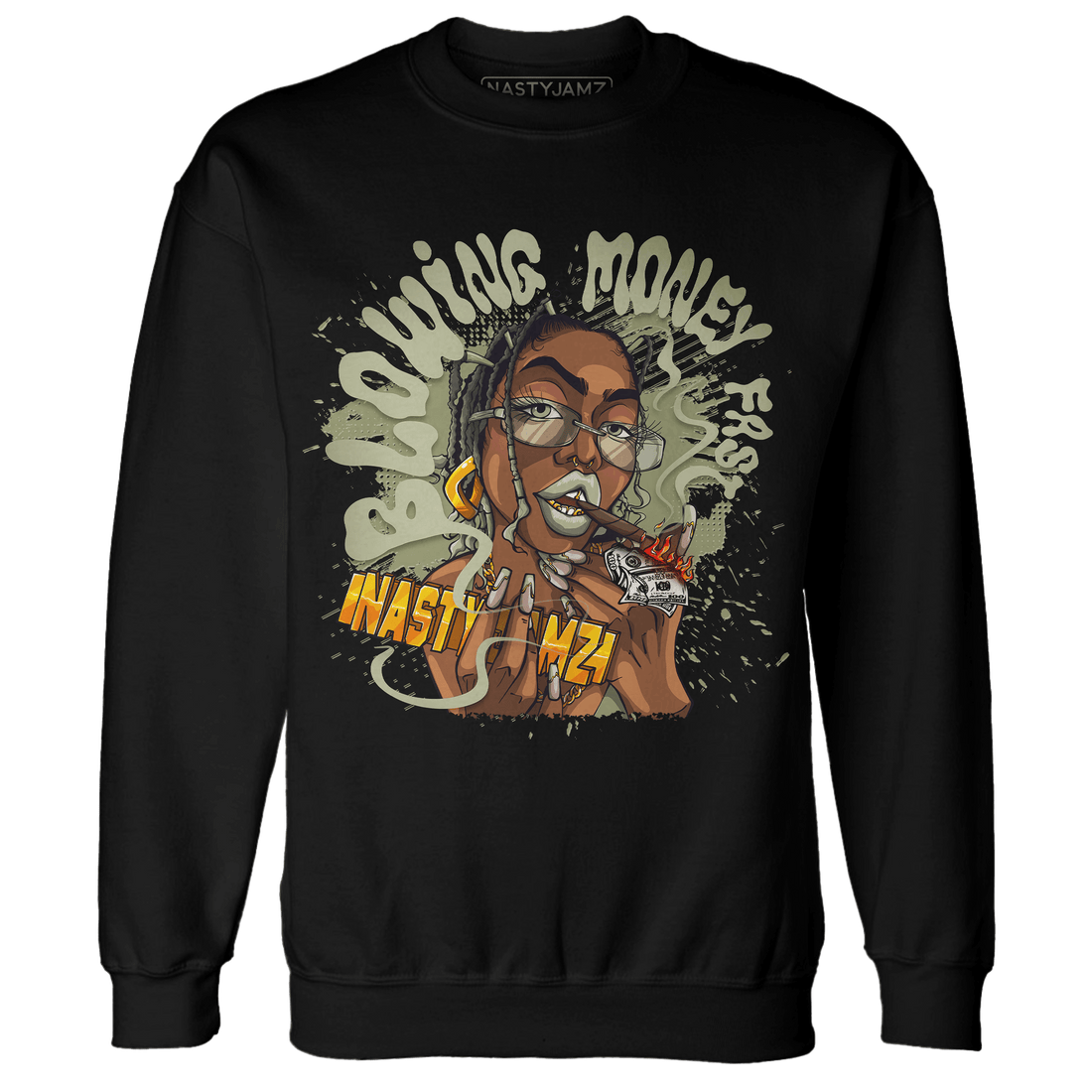 Yeezy Slide Resin Sweatshirt Match Blowing Money Fast Girl - NastyJamz