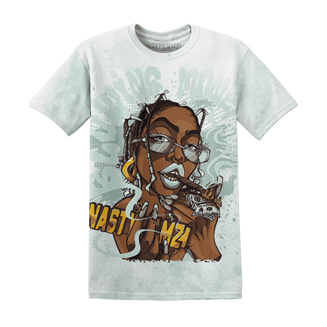 AF-1-Low-Jade-Ice-White-T-Shirt-Match-Blowing-Money-Fast-Girl-3D