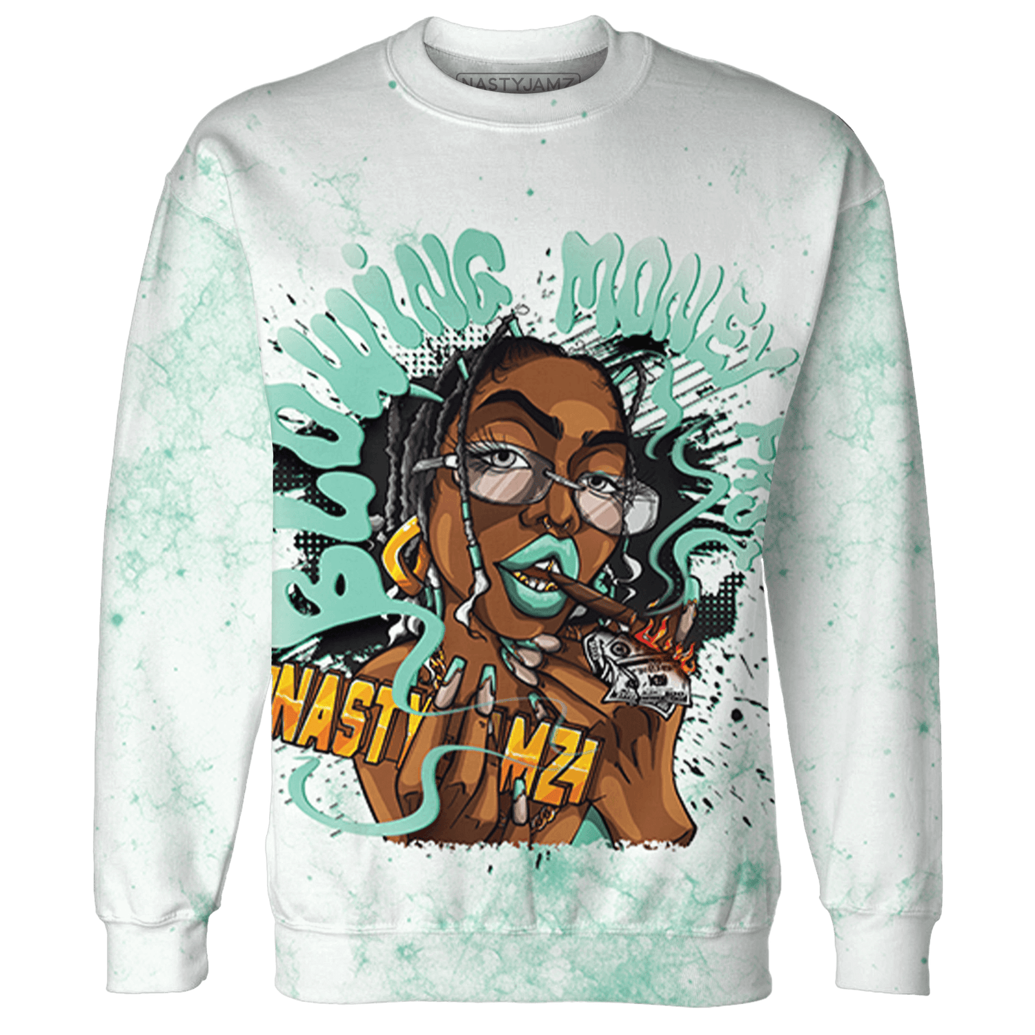 High OG Green Glow 1s Sweatshirt Match Blowing Money Fast Girl 3D All-Over Print - NastyJamz