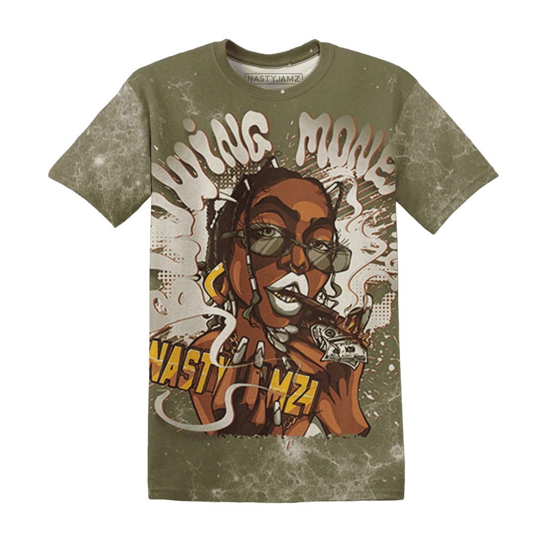 Medium-Olive-1s-T-Shirt-Match-Blowing-Money-Fast-Girl-3D