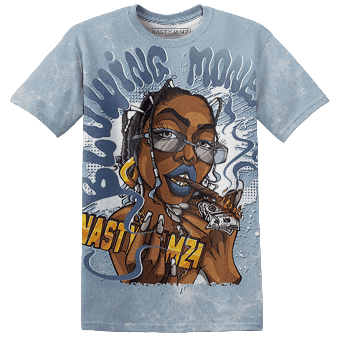 Mid Diffused Blue Grey 1s T Shirt Match Blowing Money Fast Girl 3D All-Over Print - NastyJamz