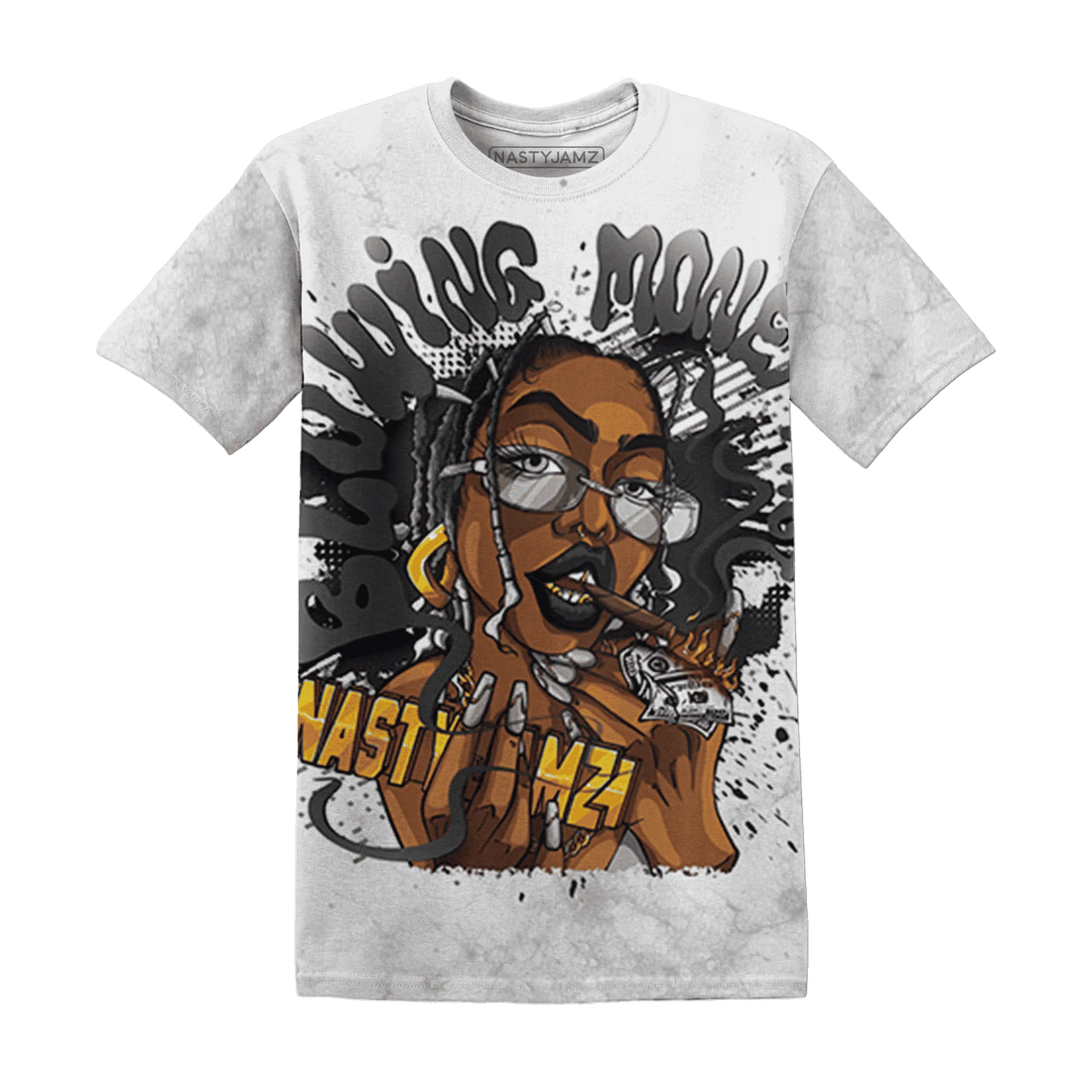 Wolf-Grey-1s-T-Shirt-Match-Blowing-Money-Fast-Girl-3D