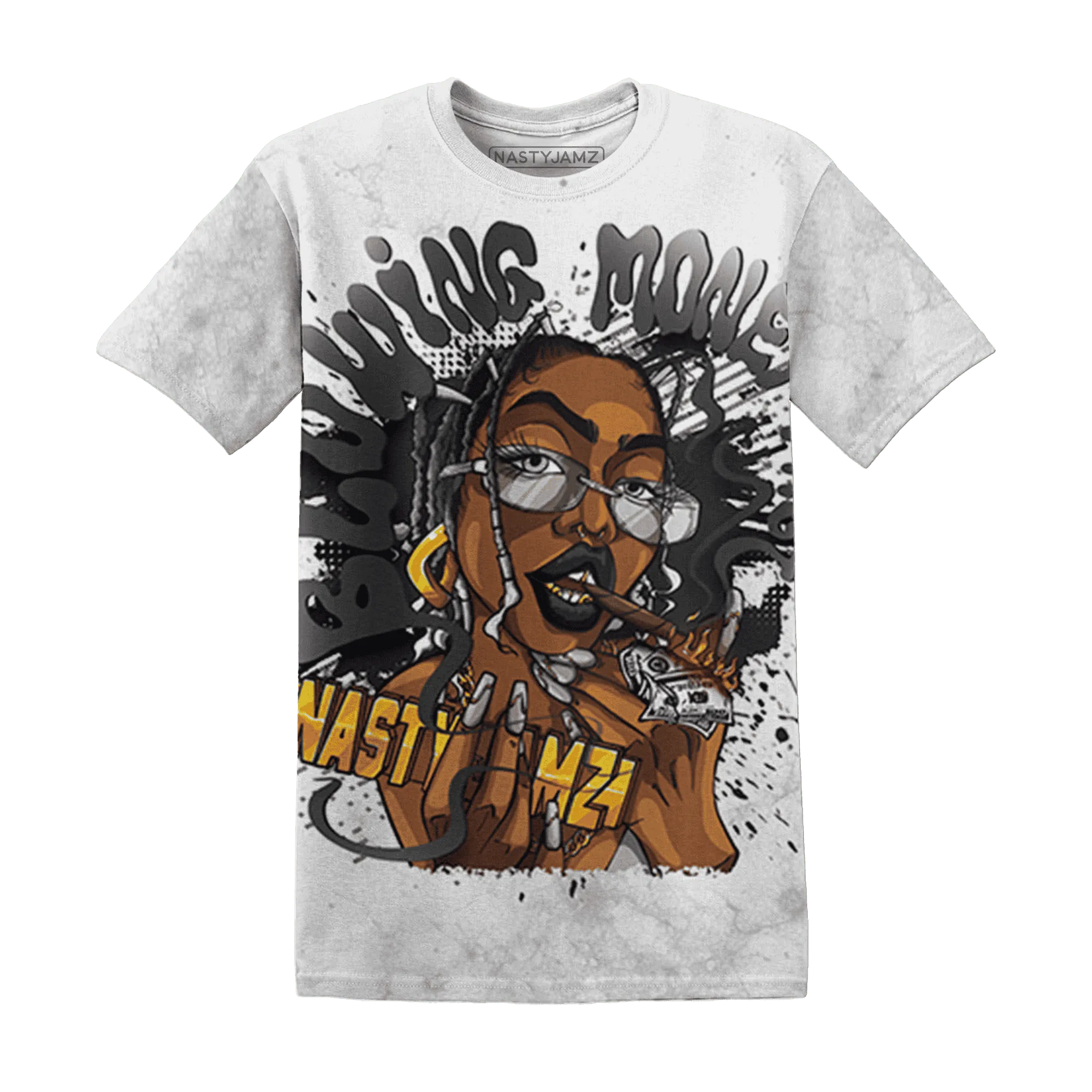 Wolf-Grey-1s-T-Shirt-Match-Blowing-Money-Fast-Girl-3D