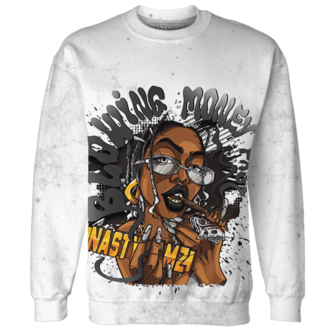 Wolf-Grey-1s-Sweatshirt-Match-Blowing-Money-Fast-Girl-3D