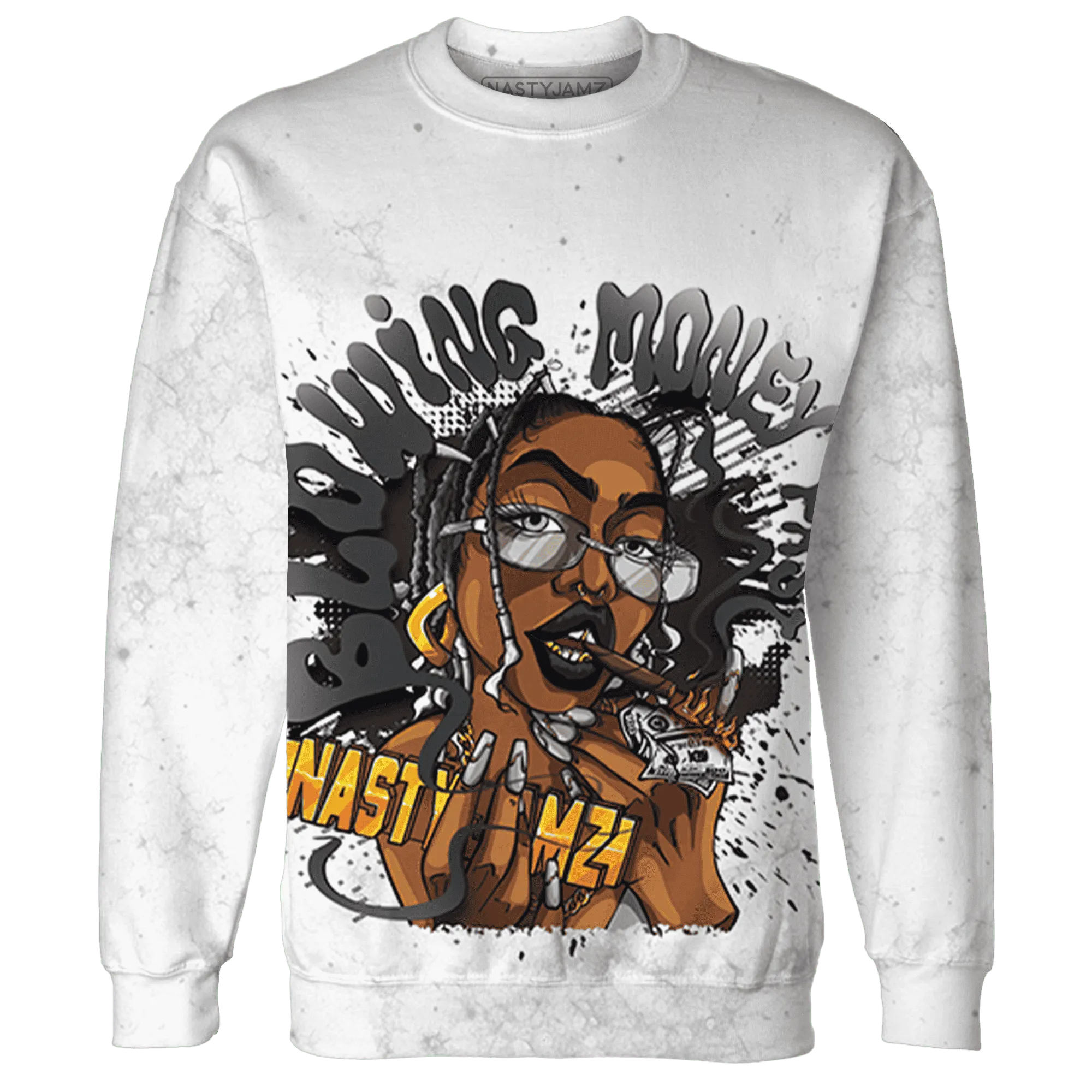 Wolf-Grey-1s-Sweatshirt-Match-Blowing-Money-Fast-Girl-3D